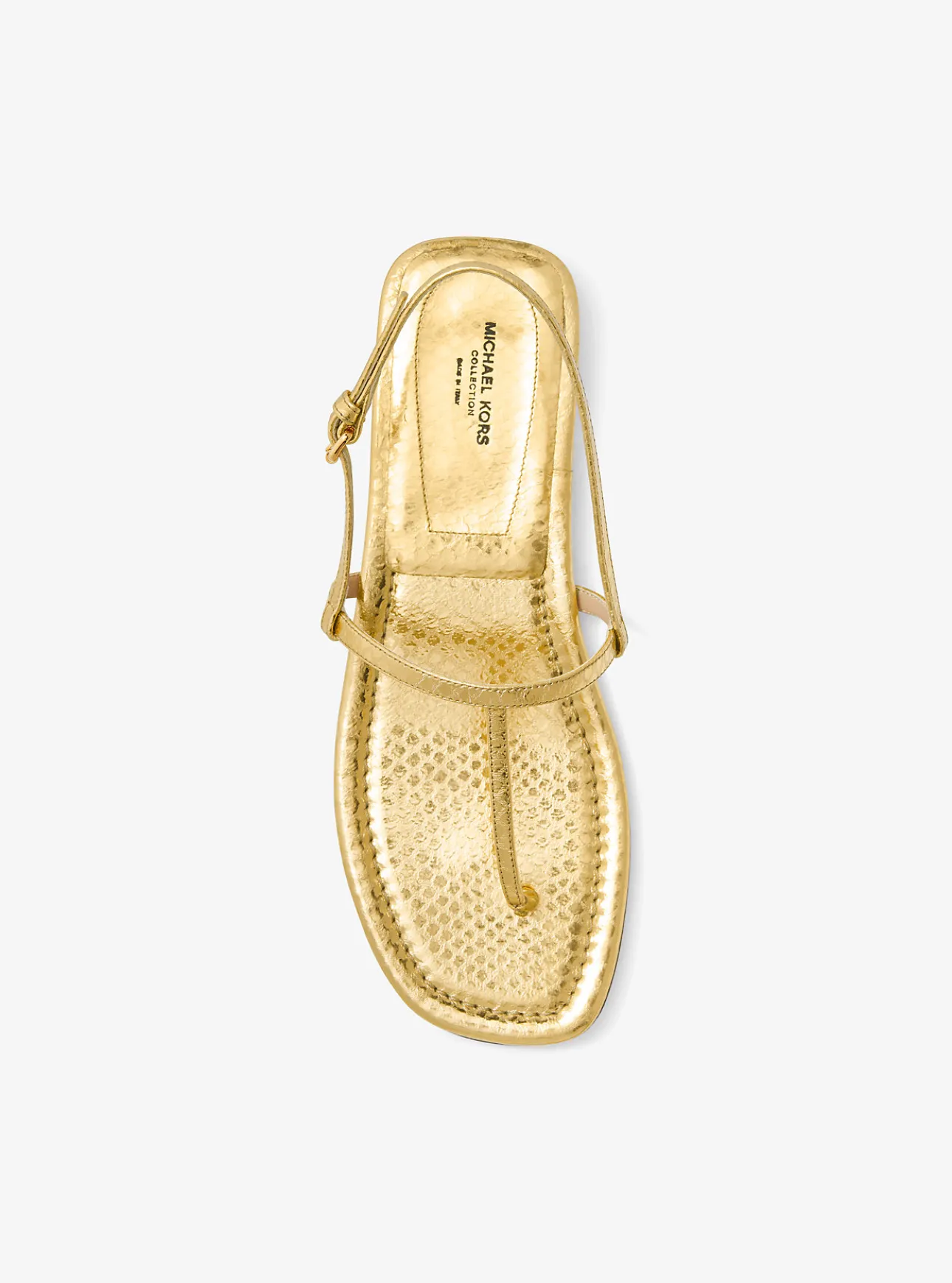 Ali Metallic Python Embossed Leather Sandal