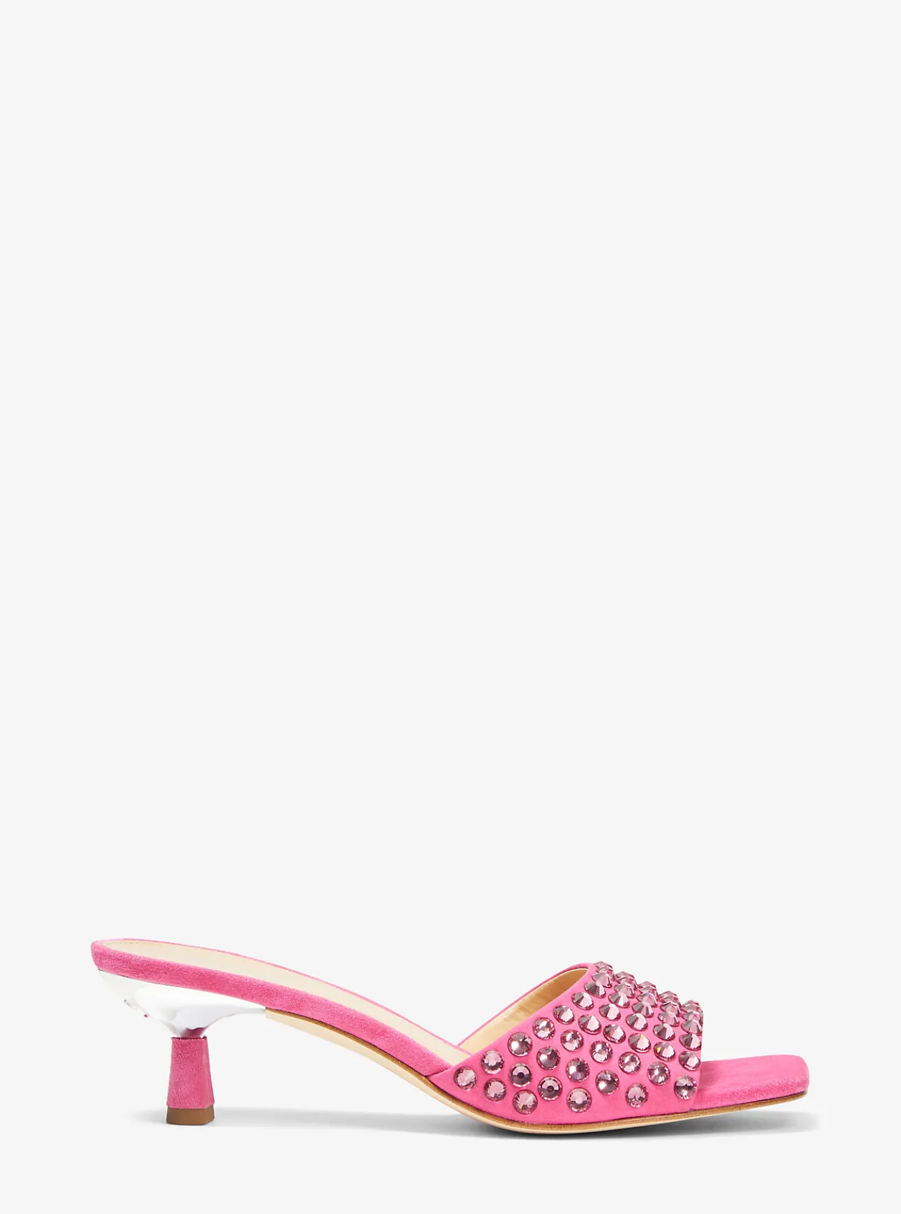 Amal Embellished Faux Suede Kitten Sandal
