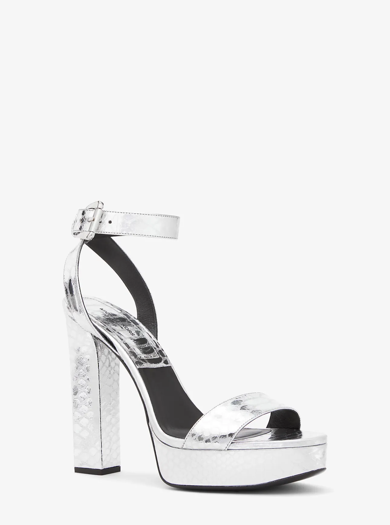 Anabelle Metallic Python Embossed Leather Platform Sandal