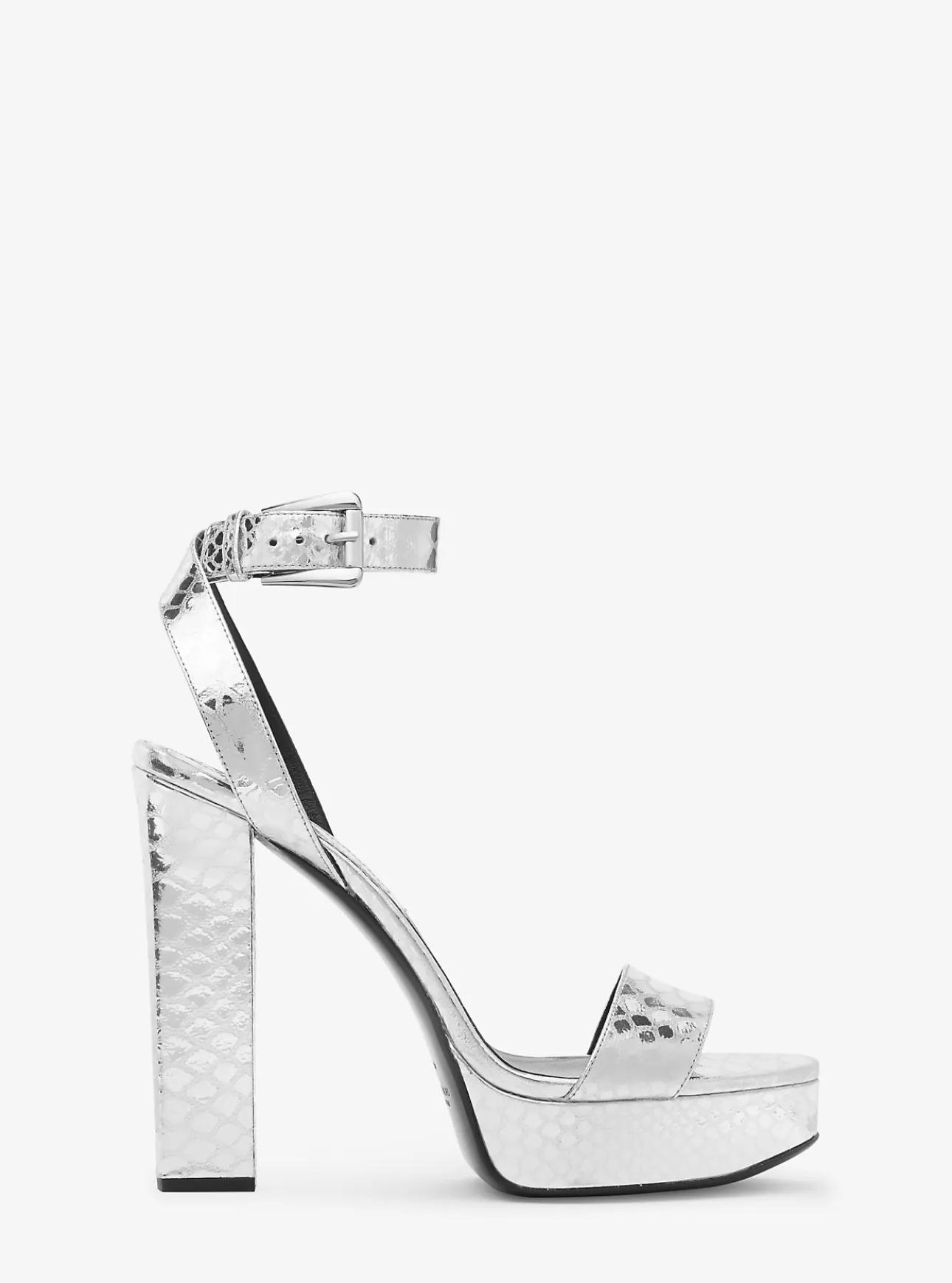 Anabelle Metallic Python Embossed Leather Platform Sandal