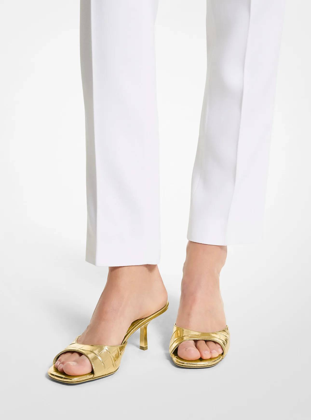 Anita Metallic Crocodile Embossed Sandals