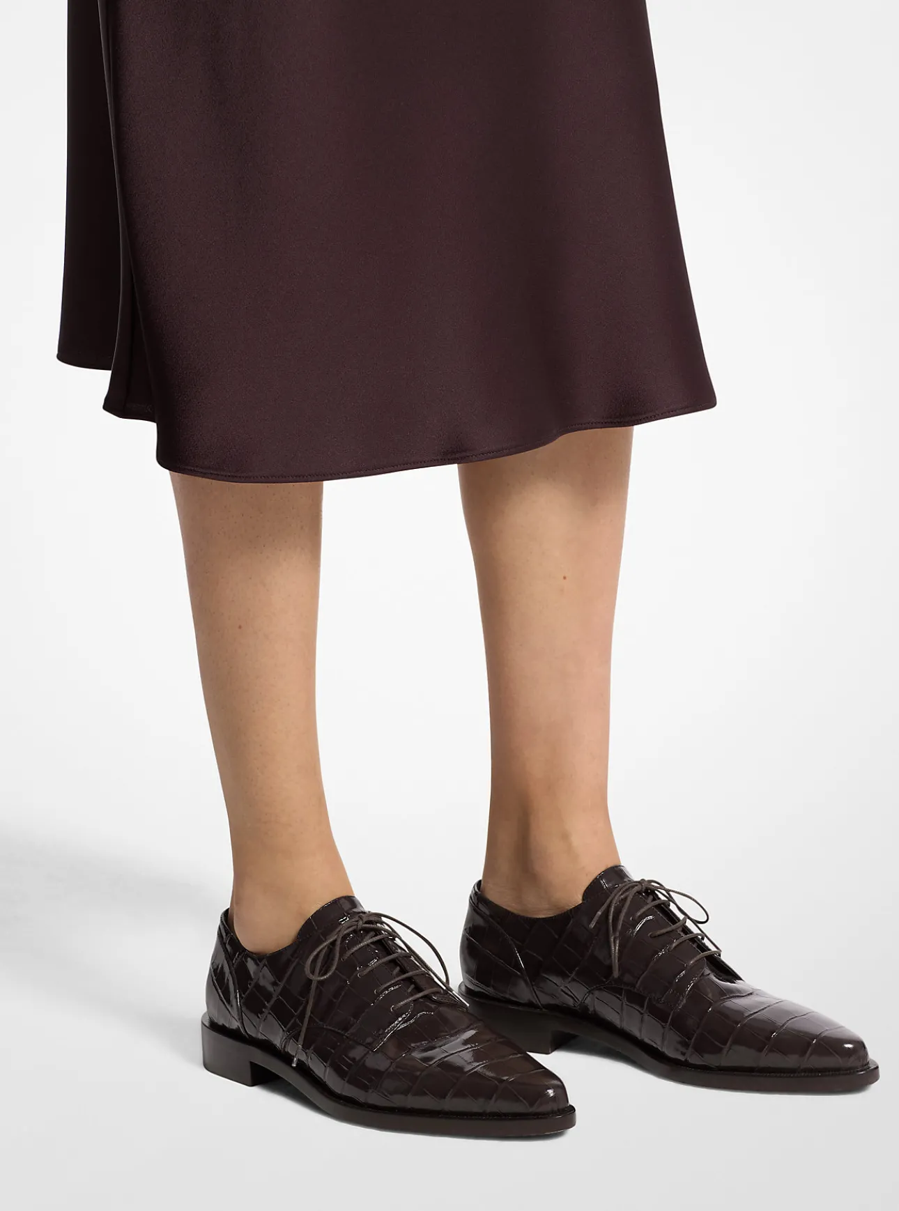 Annette Crocodile Embossed Patent Leather Oxford