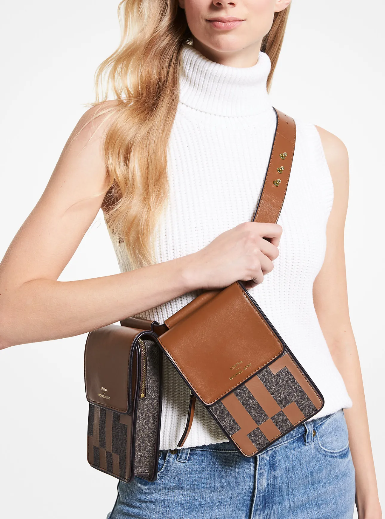 ASHYA X MICHAEL KORS Saga Signature And Leather Multi Bag