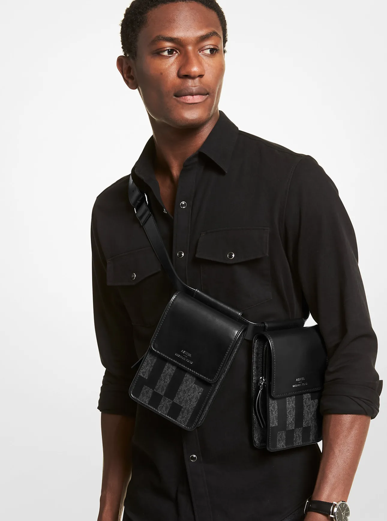 ASHYA X MICHAEL KORS Saga Signature And Leather Multi Bag