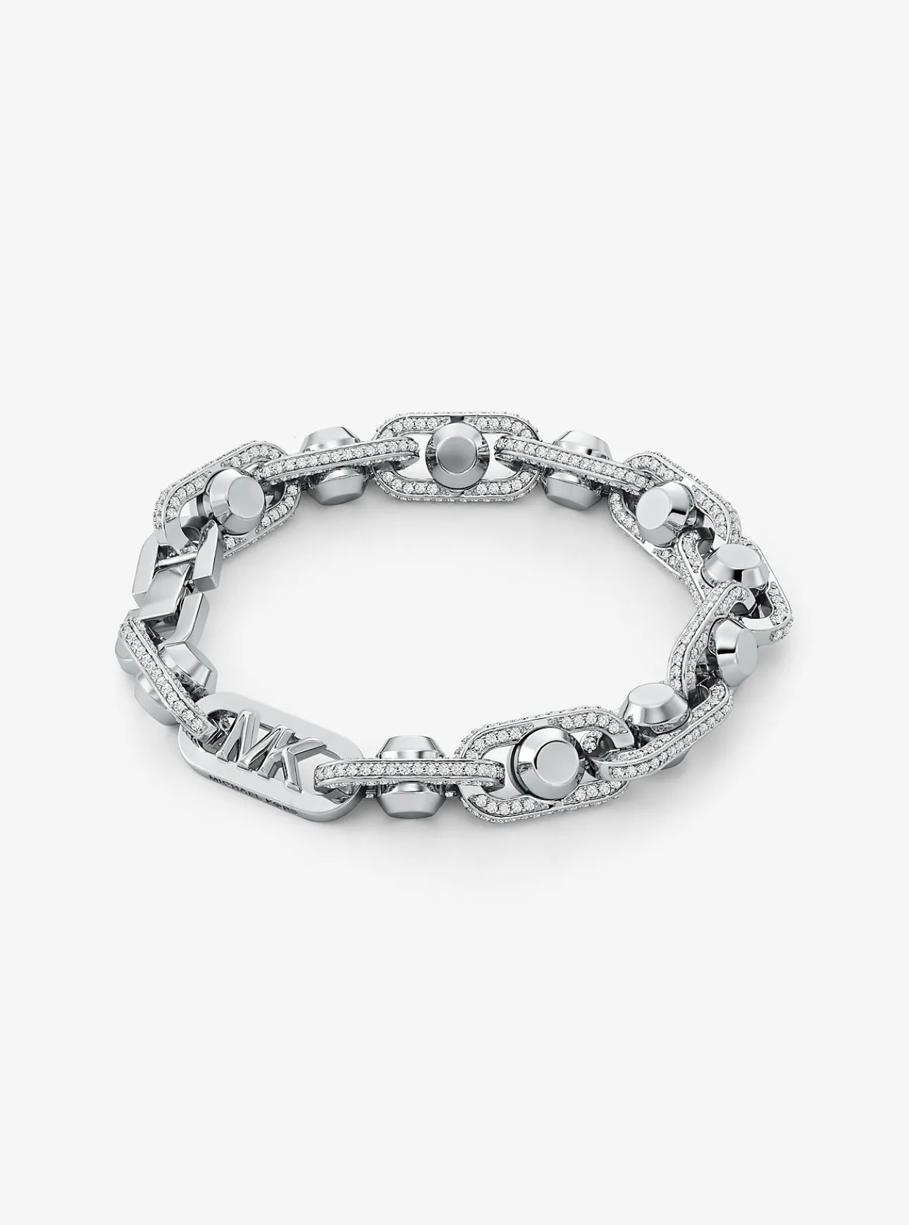 Astor Link Extra-Large Pavé Precious Metal-Plated Brass Bracelet