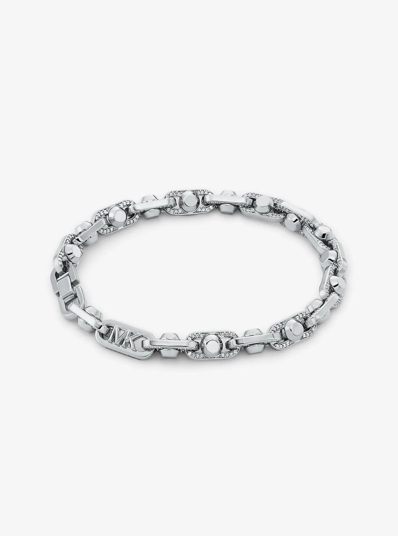 Astor Link Medium Precious Metal-Plated Brass Pavé Bracelet