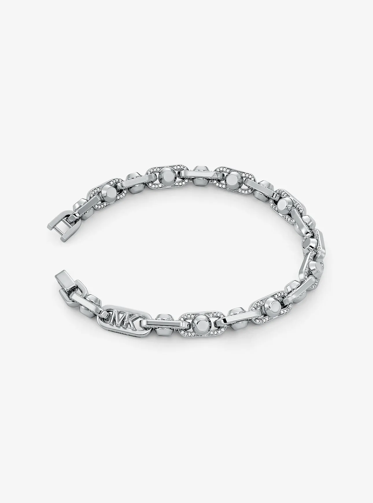 Astor Link Medium Precious Metal-Plated Brass Pavé Bracelet