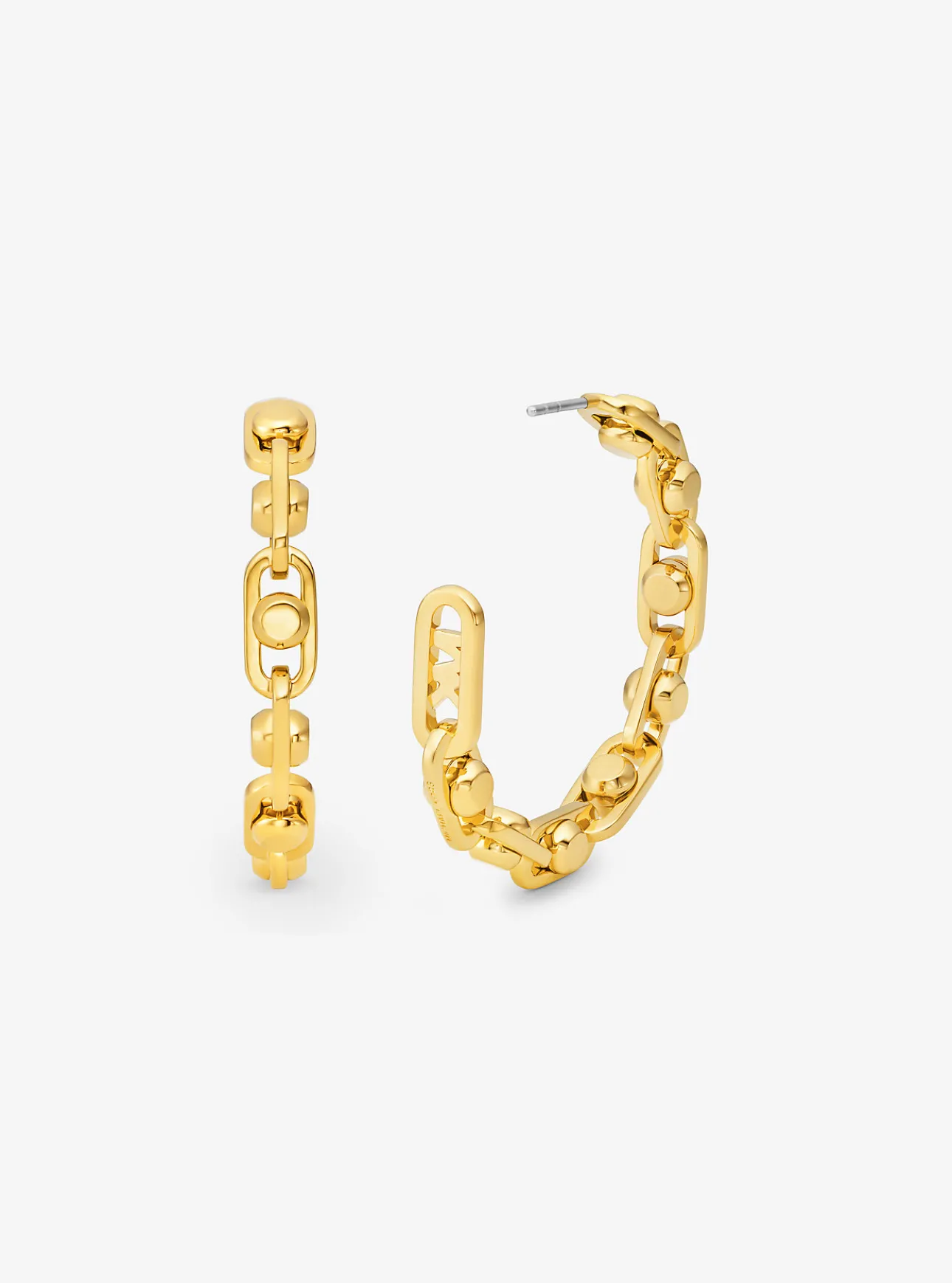 Astor Link Medium Precious Metal-Plated Brass Hoop Earrings