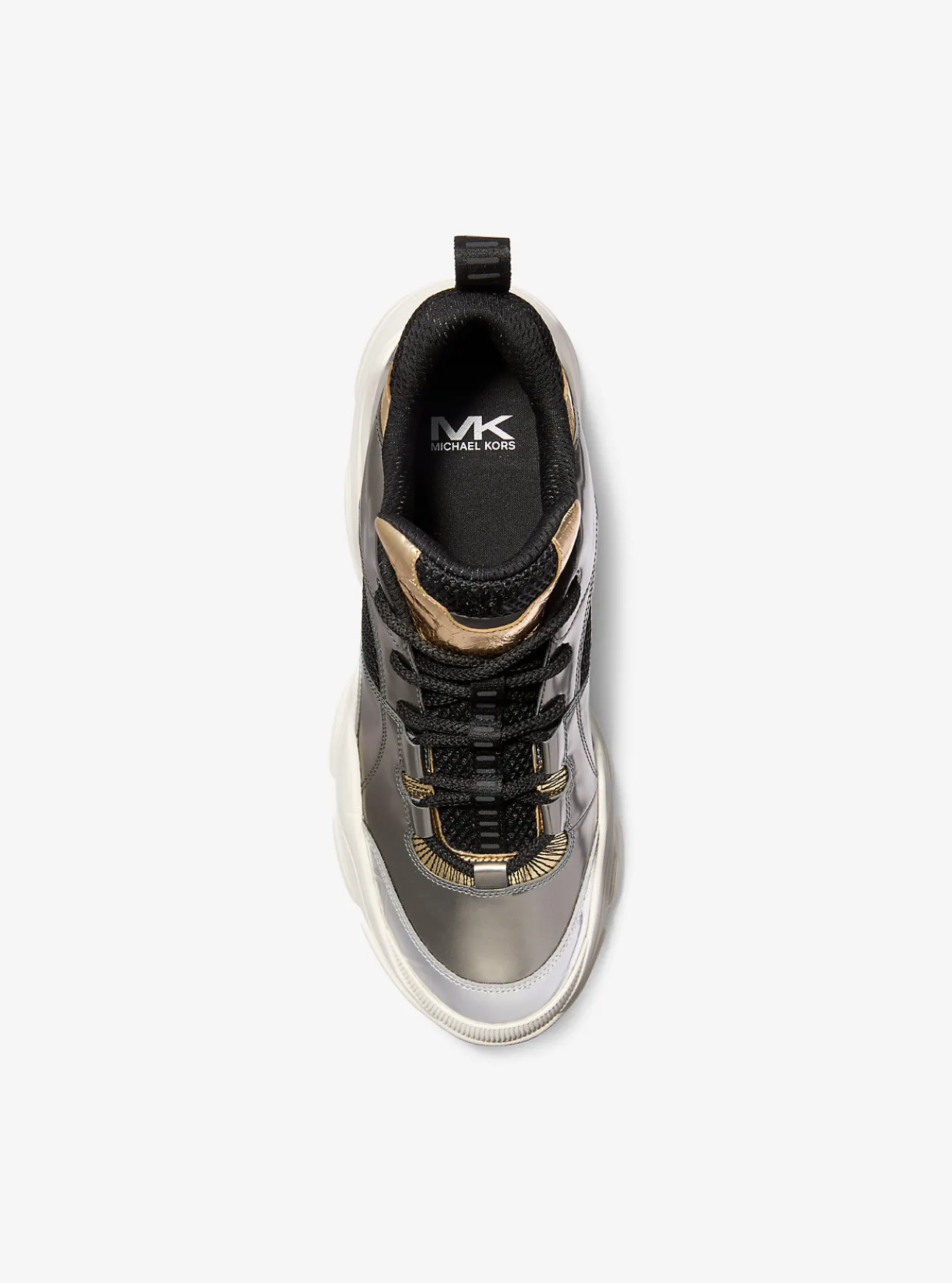 Atlas Color-Block Metallic Leather and Stretch Knit Trainer