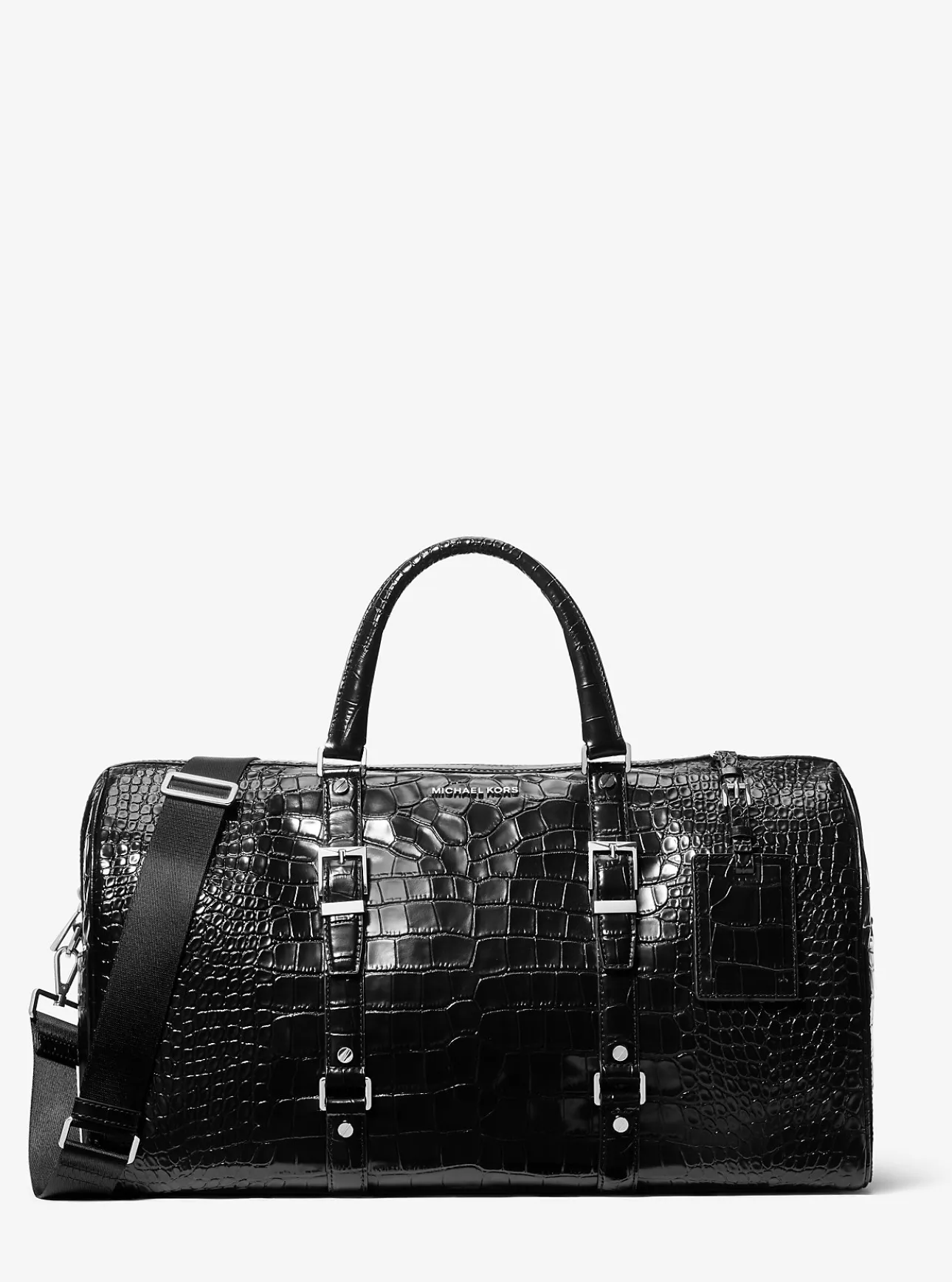 Bedford Travel Extra-Large Metallic Crocodile Embossed Leather Weekender Bag