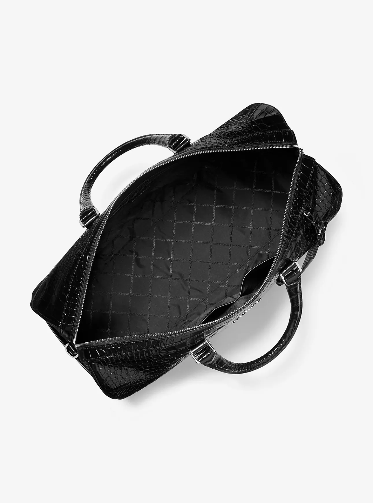 Bedford Travel Extra-Large Metallic Crocodile Embossed Leather Weekender Bag