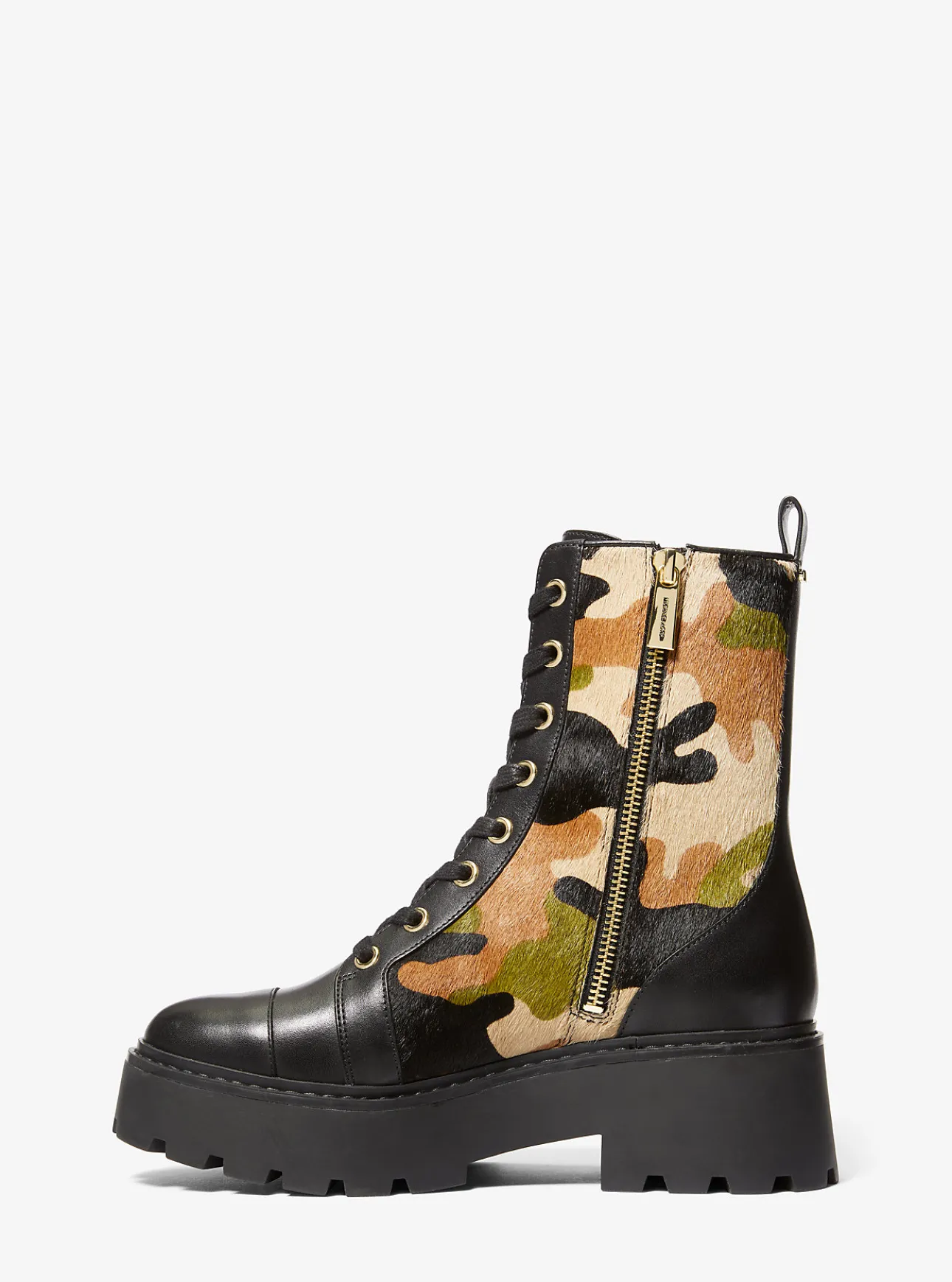 Blake Camouflage Print Calf Hair Combat Boot
