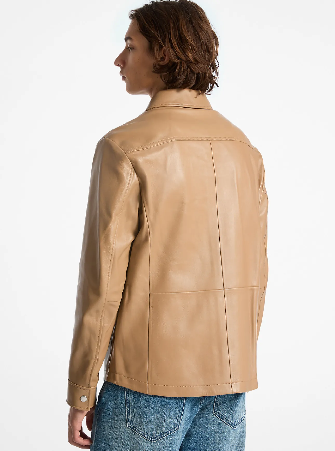 Bonded Leather Shirt Jacket
