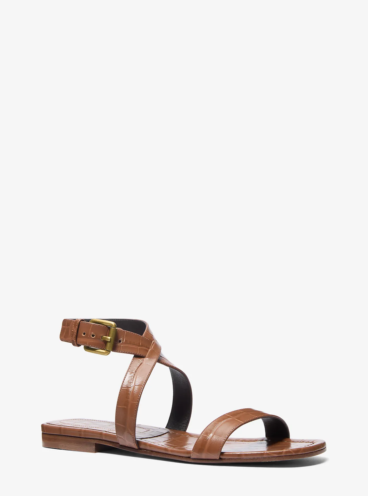 Bridgette Crocodile Embossed Leather Sandal