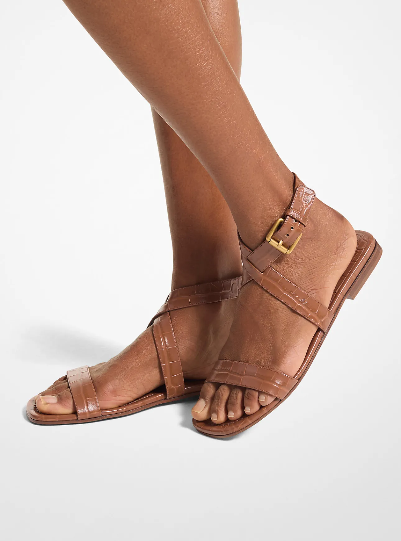 Bridgette Crocodile Embossed Leather Sandal