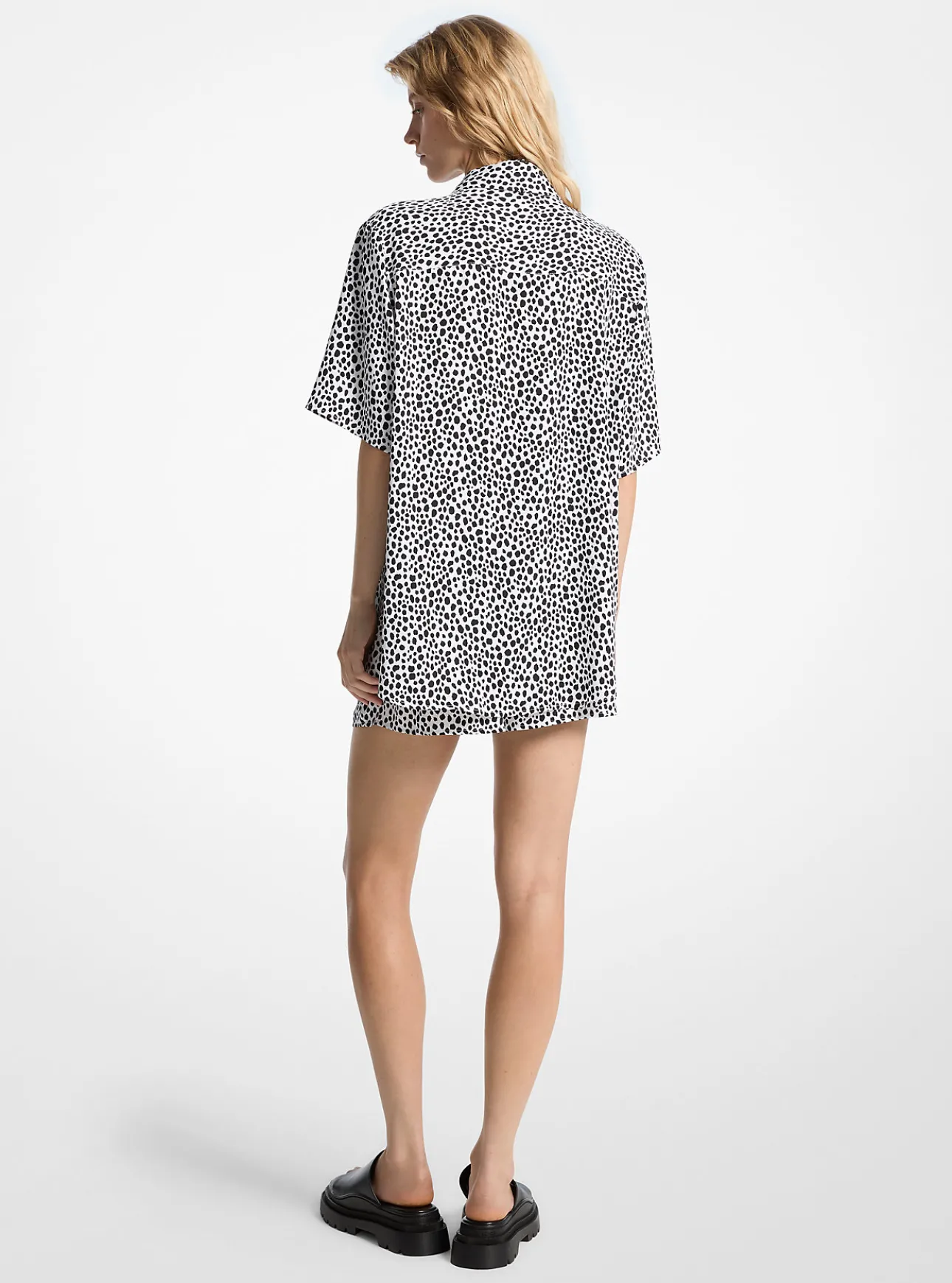 Cheetah Print Satin Camp Shirt