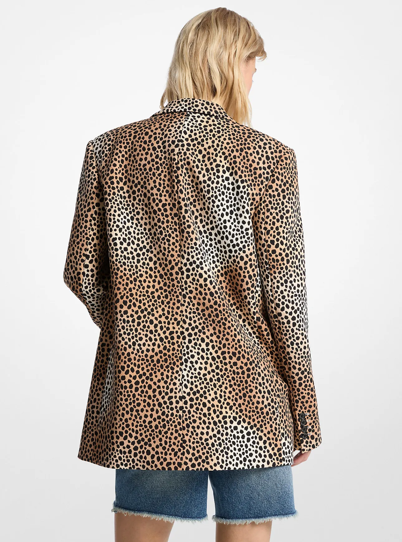 Cheetah Print Stretch Crepe Blazer