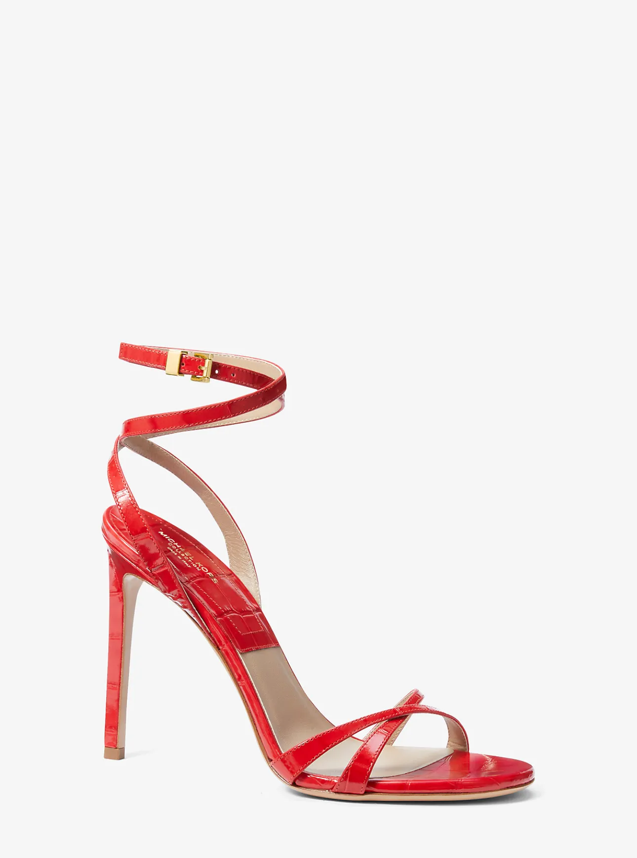 Chrissy Crocodile Embossed Leather Sandal