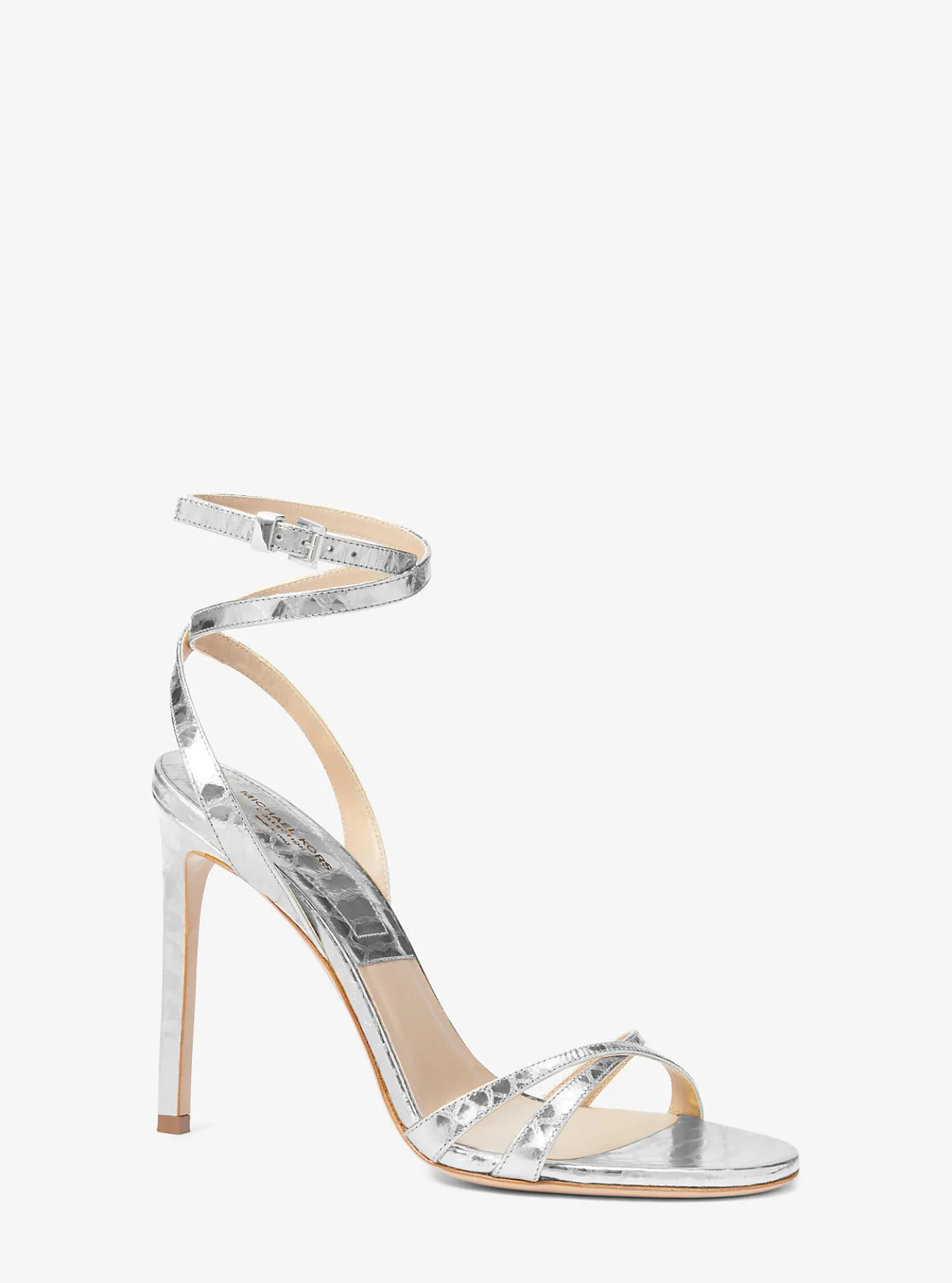 Chrissy Metallic Python Embossed Leather Sandal