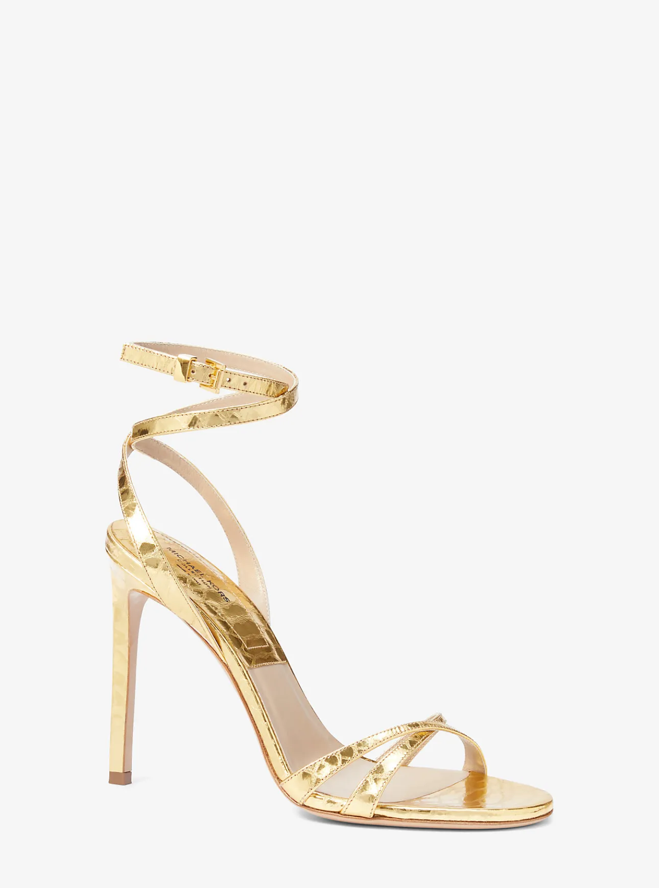 Chrissy Metallic Python Embossed Leather Sandal