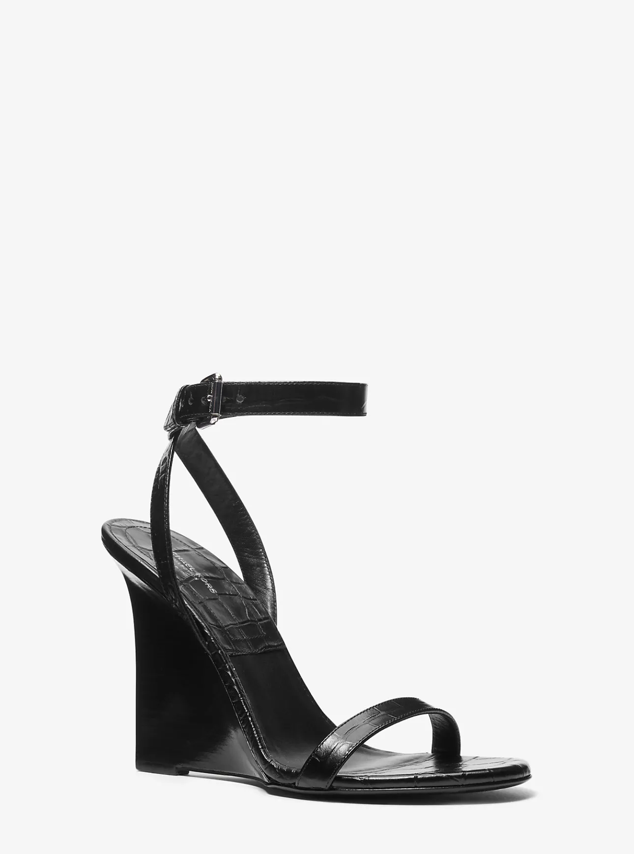 Claudia Crocodile Embossed Leather Wedge Sandal