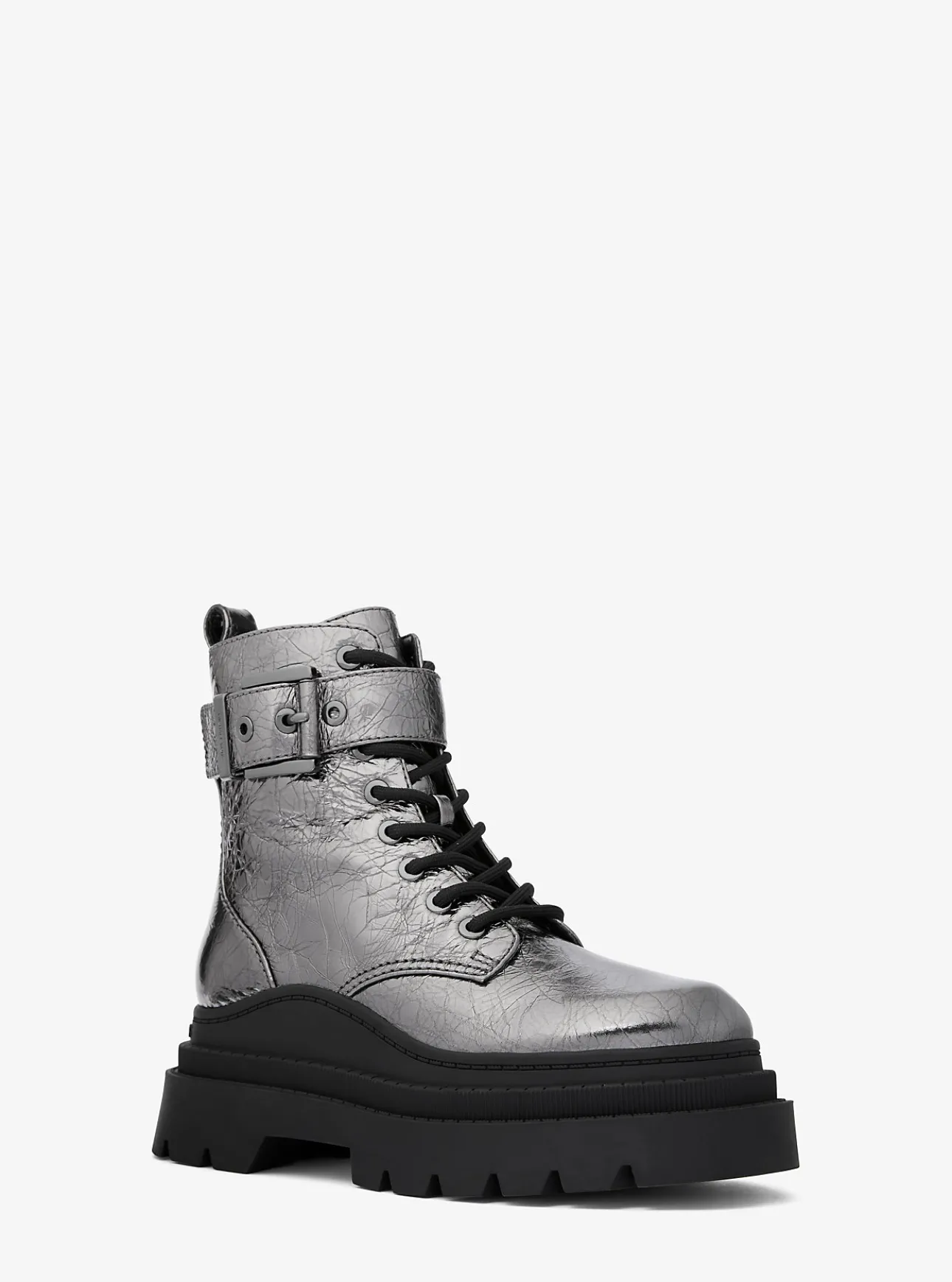 Colby Crackled Metallic Leather Combat Boot