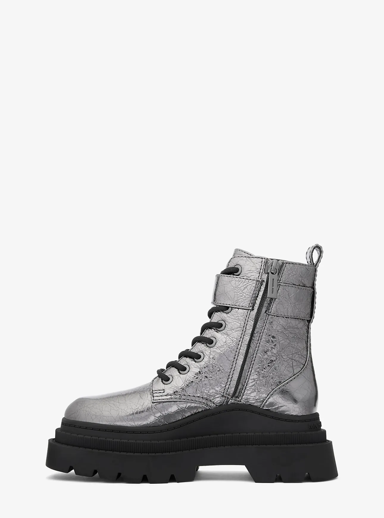 Colby Crackled Metallic Leather Combat Boot