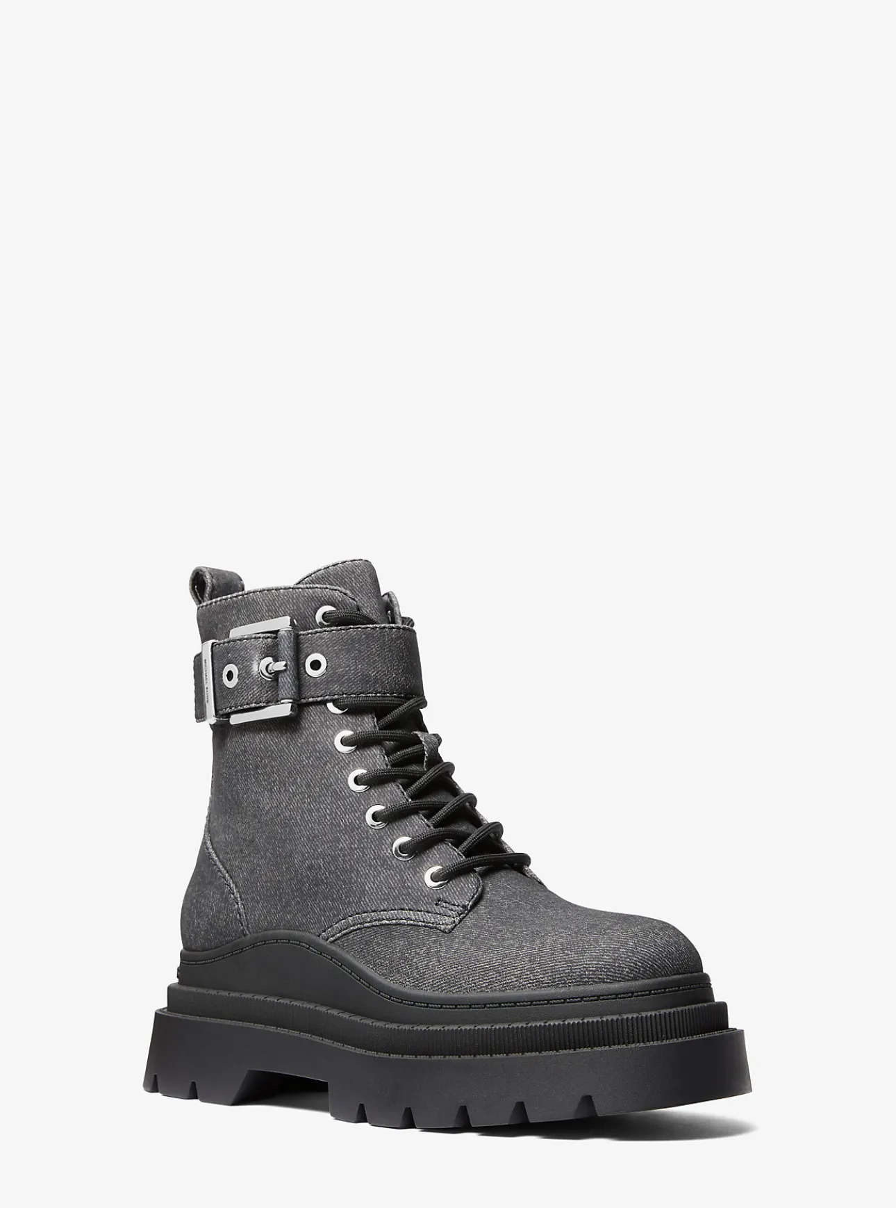 Colby Denim Print Leather Combat Boot