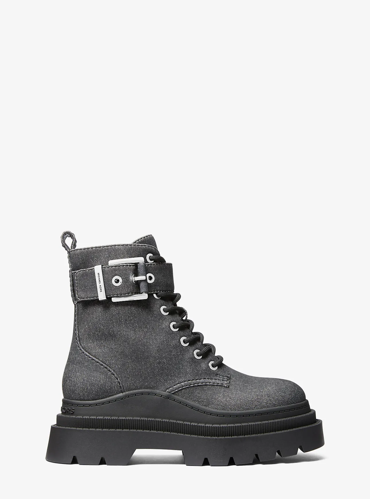 Colby Denim Print Leather Combat Boot