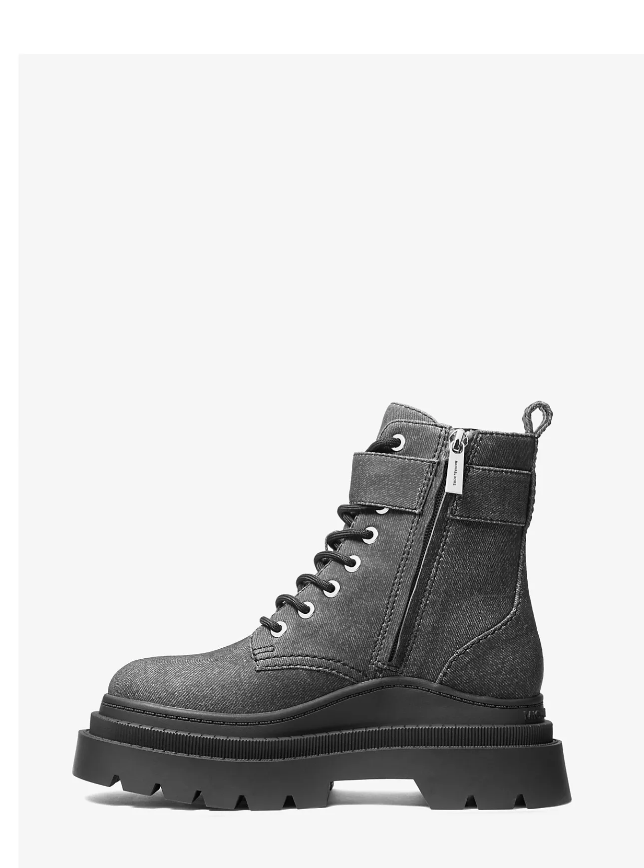 Colby Denim Print Leather Combat Boot