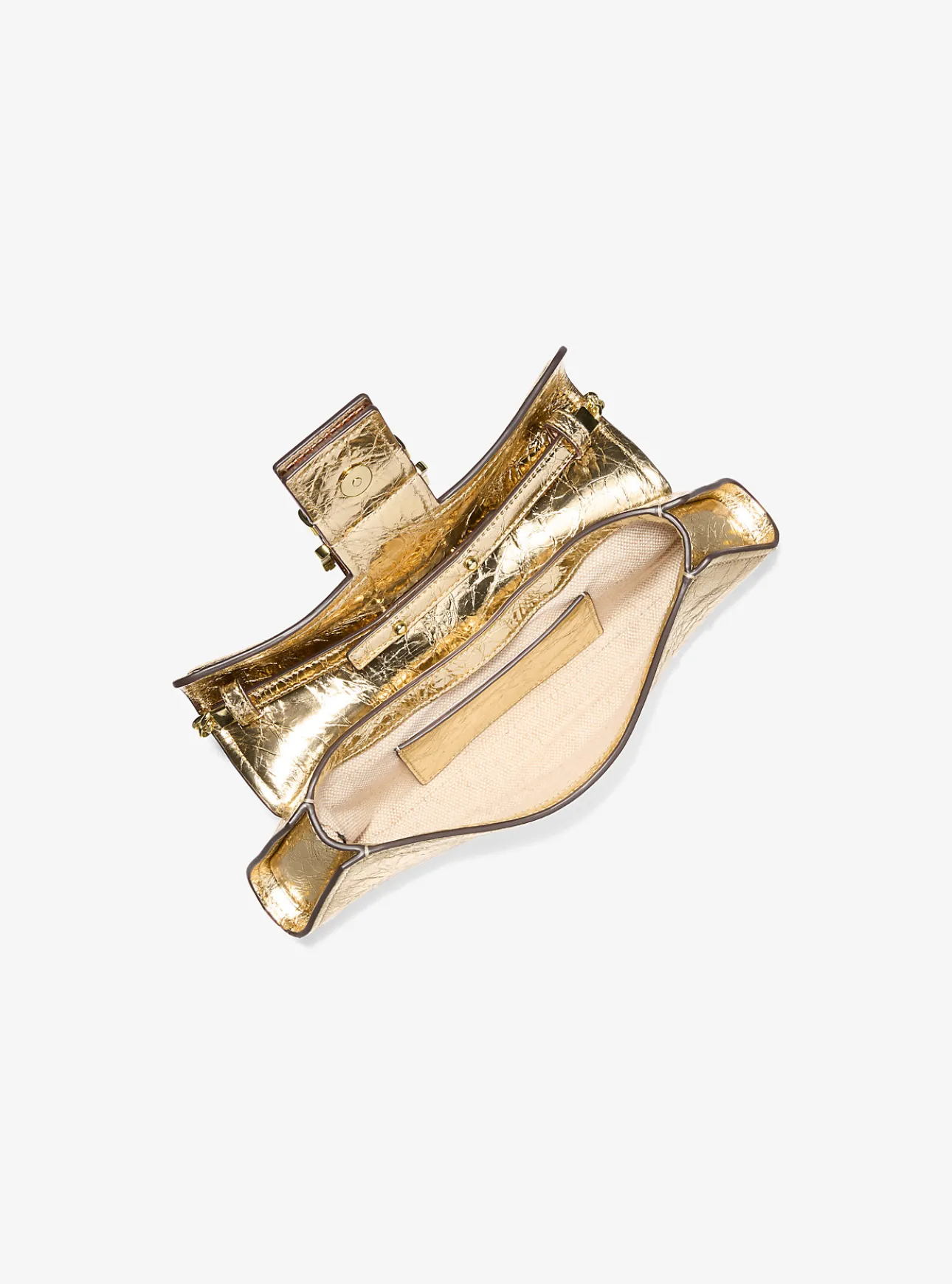 Colby Small Crackled Metallic Leather Convertible Clutch