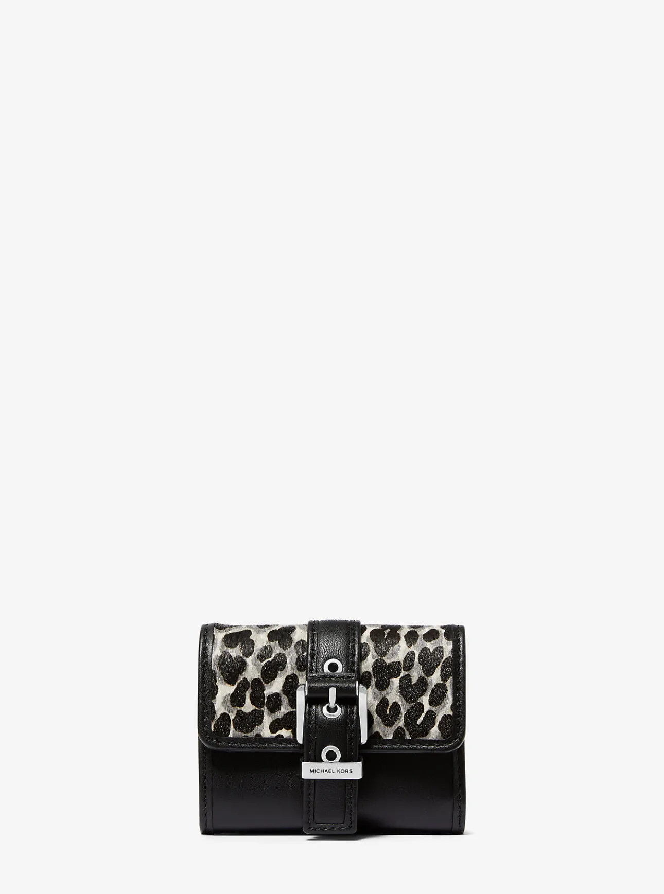 Colby Small Leopard Print Calf Hair Tri-Fold Wallet