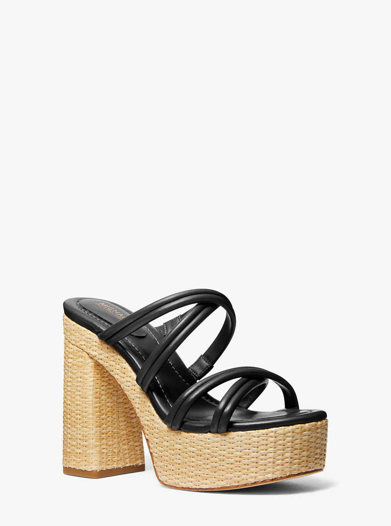 Corrine Leather and Straw Platform Sandal