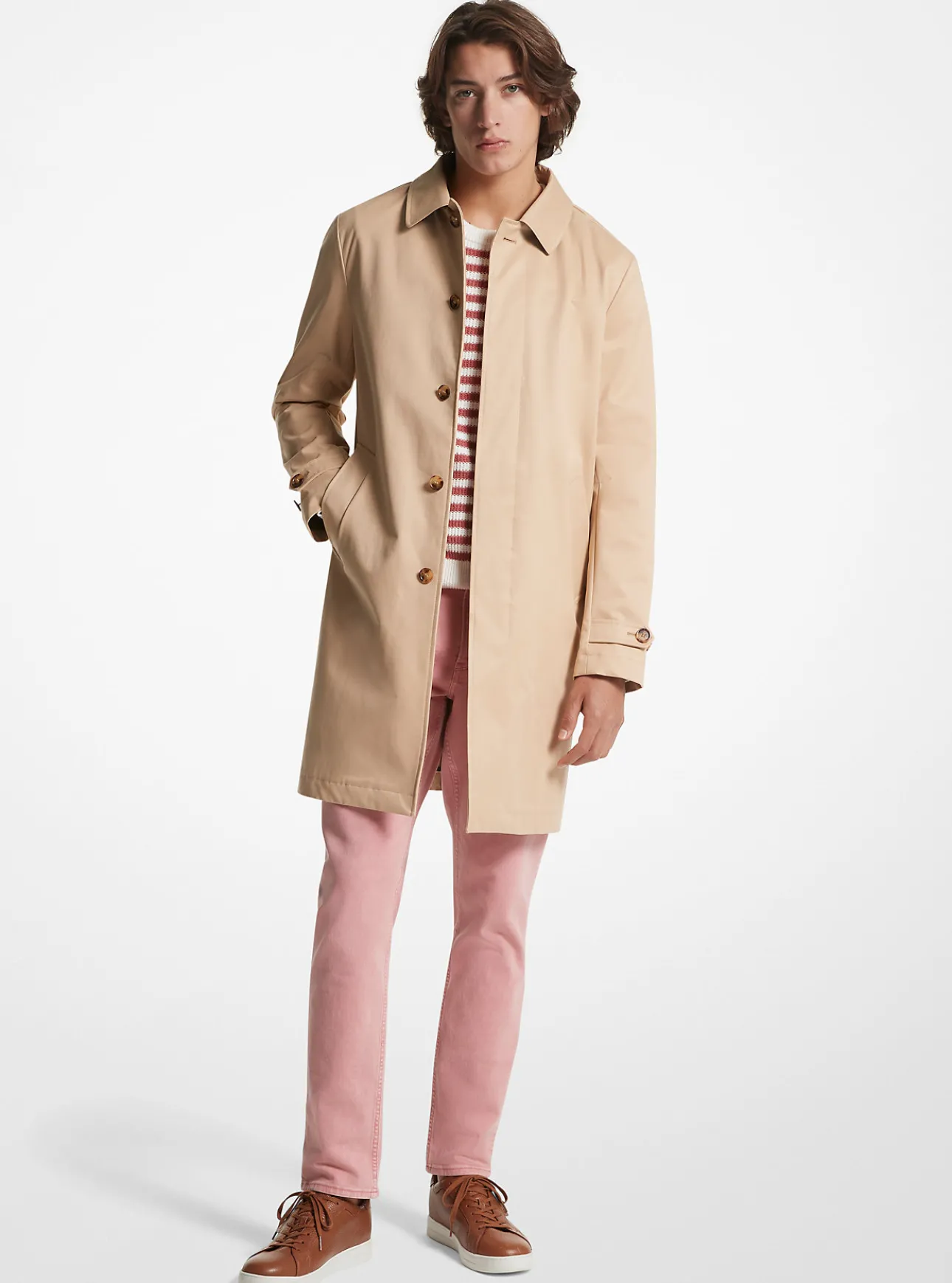 Cotton Blend Balmacaan Coat