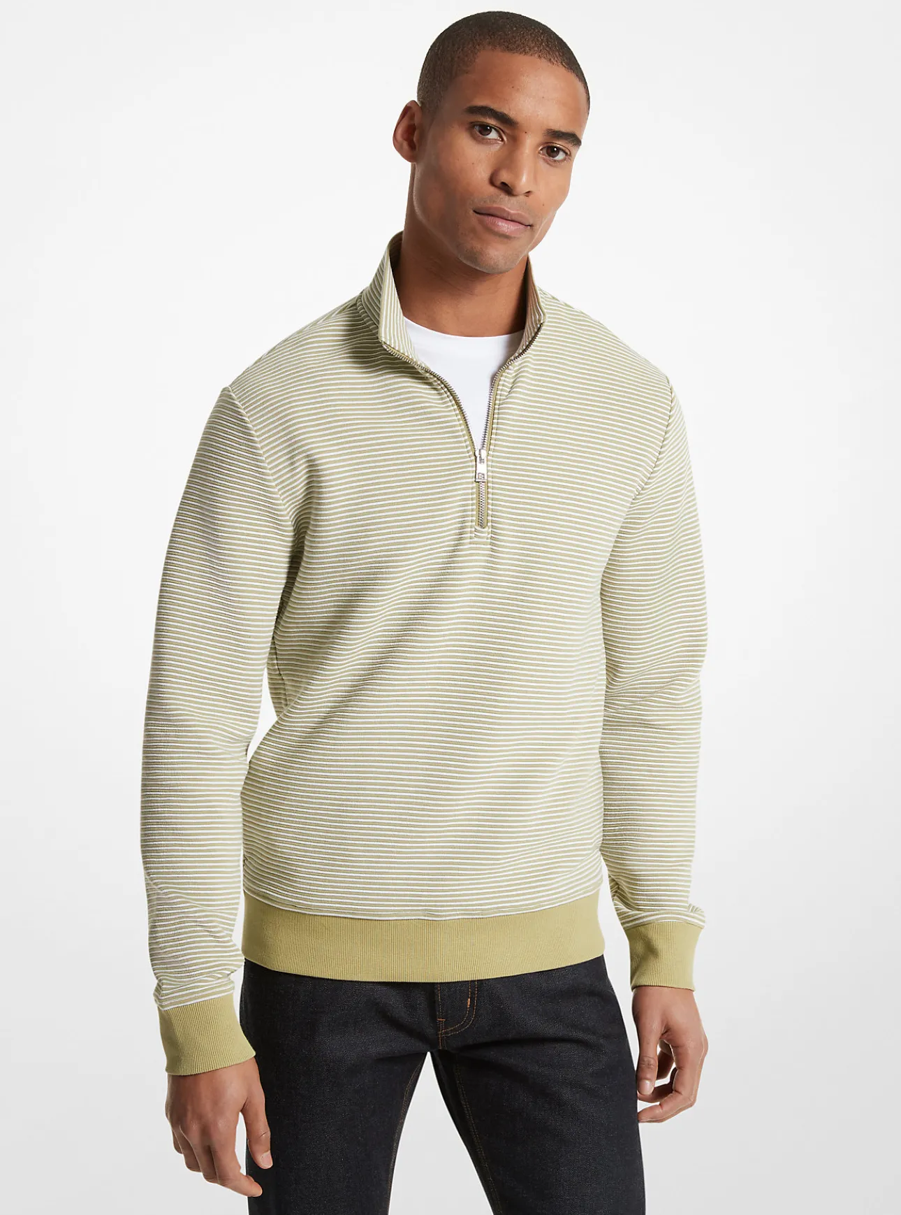 Cotton Blend Half-Zip Sweater