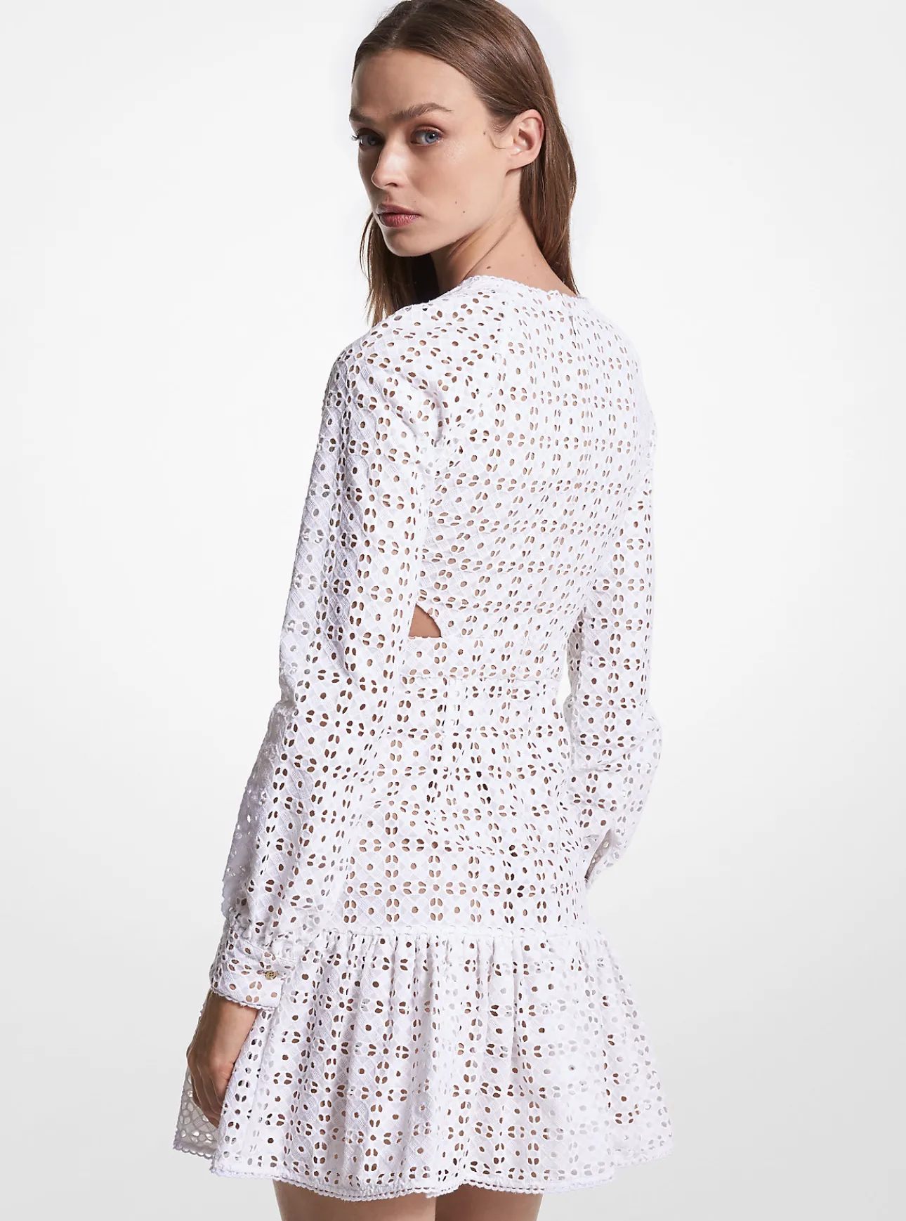 Cotton Eyelet Cutout Mini Dress