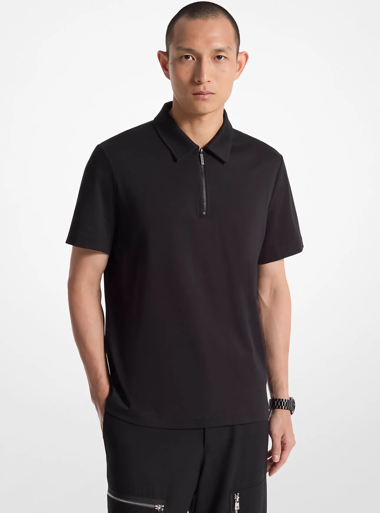 Cotton Zip Polo Shirt