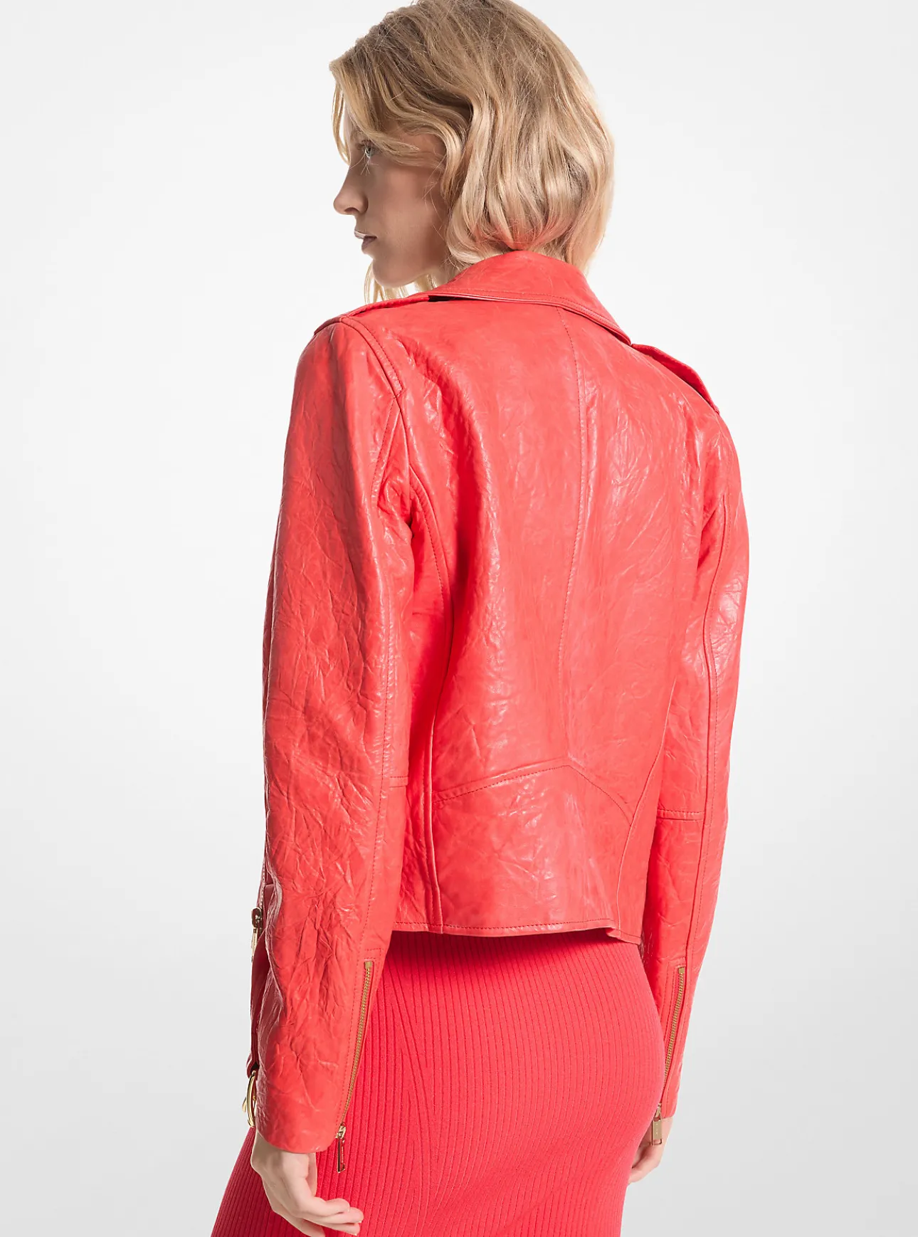 Crinkled Leather Moto Jacket