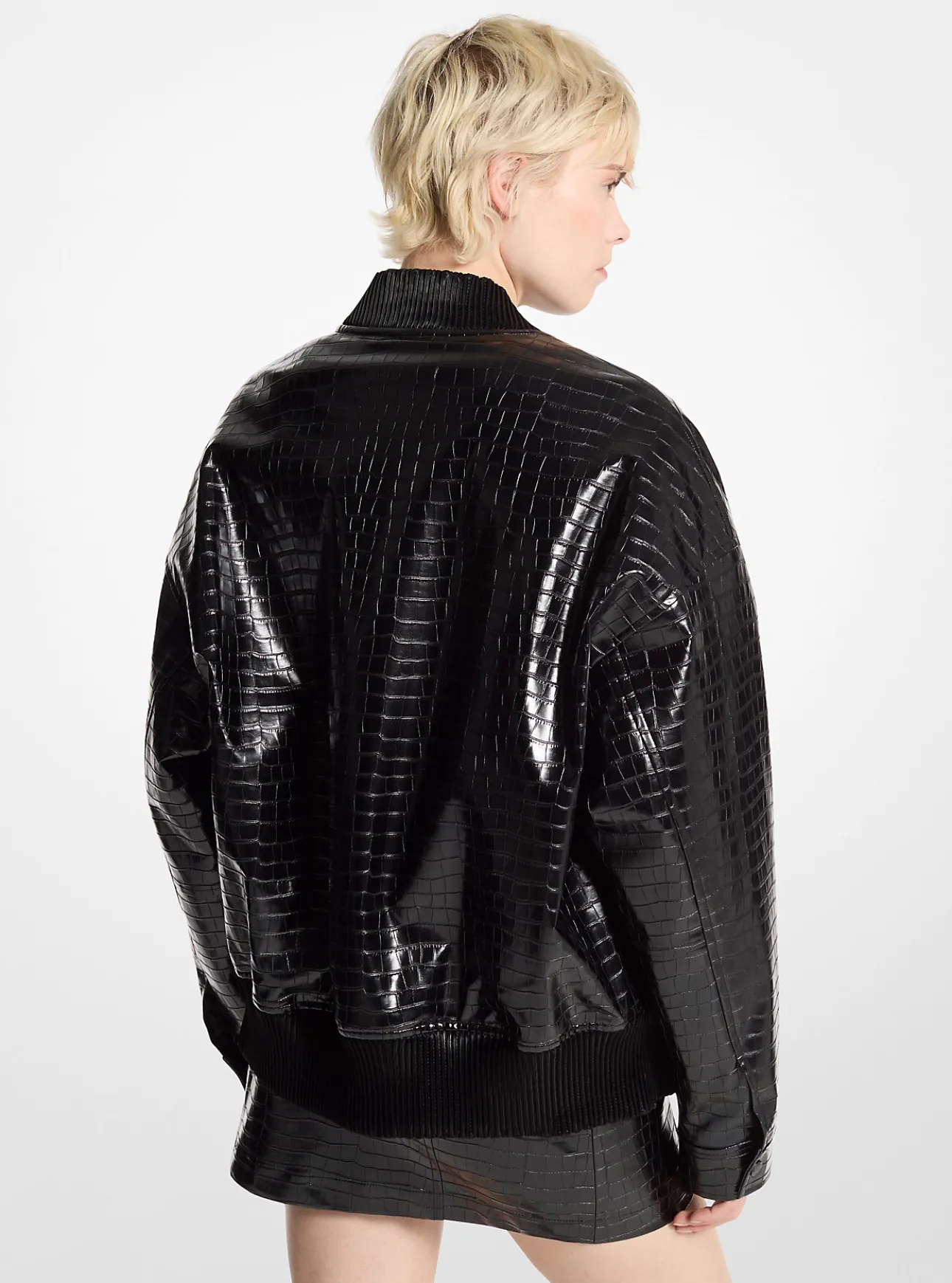 Crocodile Embossed Bomber Jacket