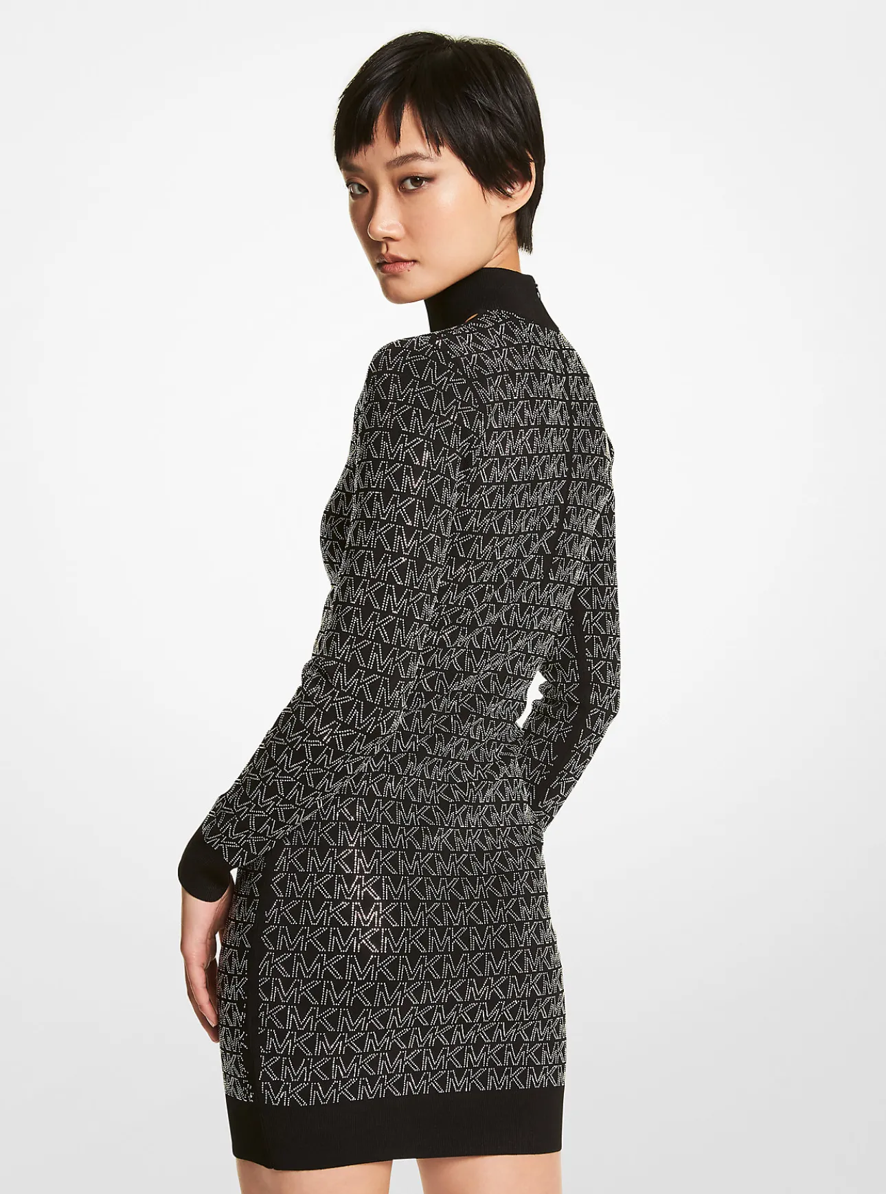 Crystal Logo Stretch Viscose Cutout Dress