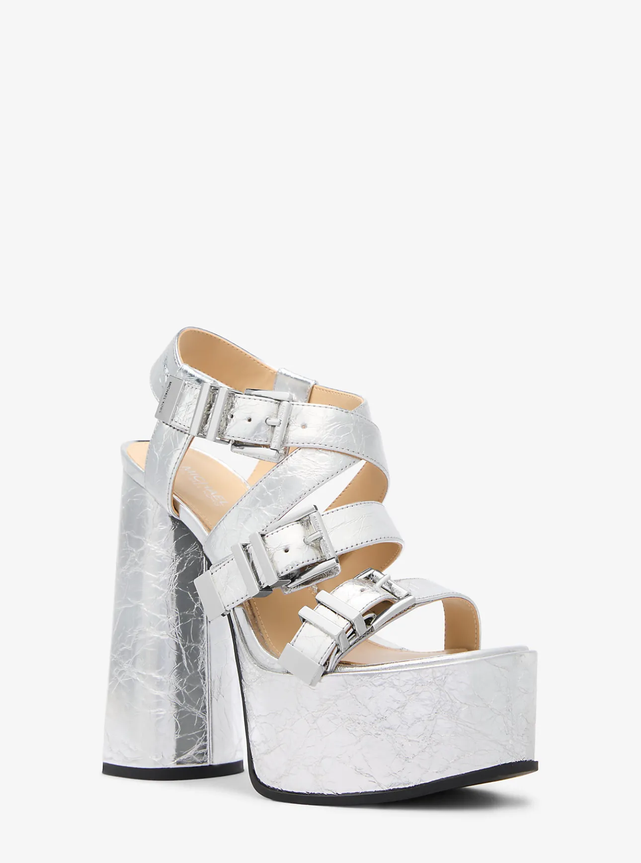 Darrington Crackled Metallic Leather Platform Sandal