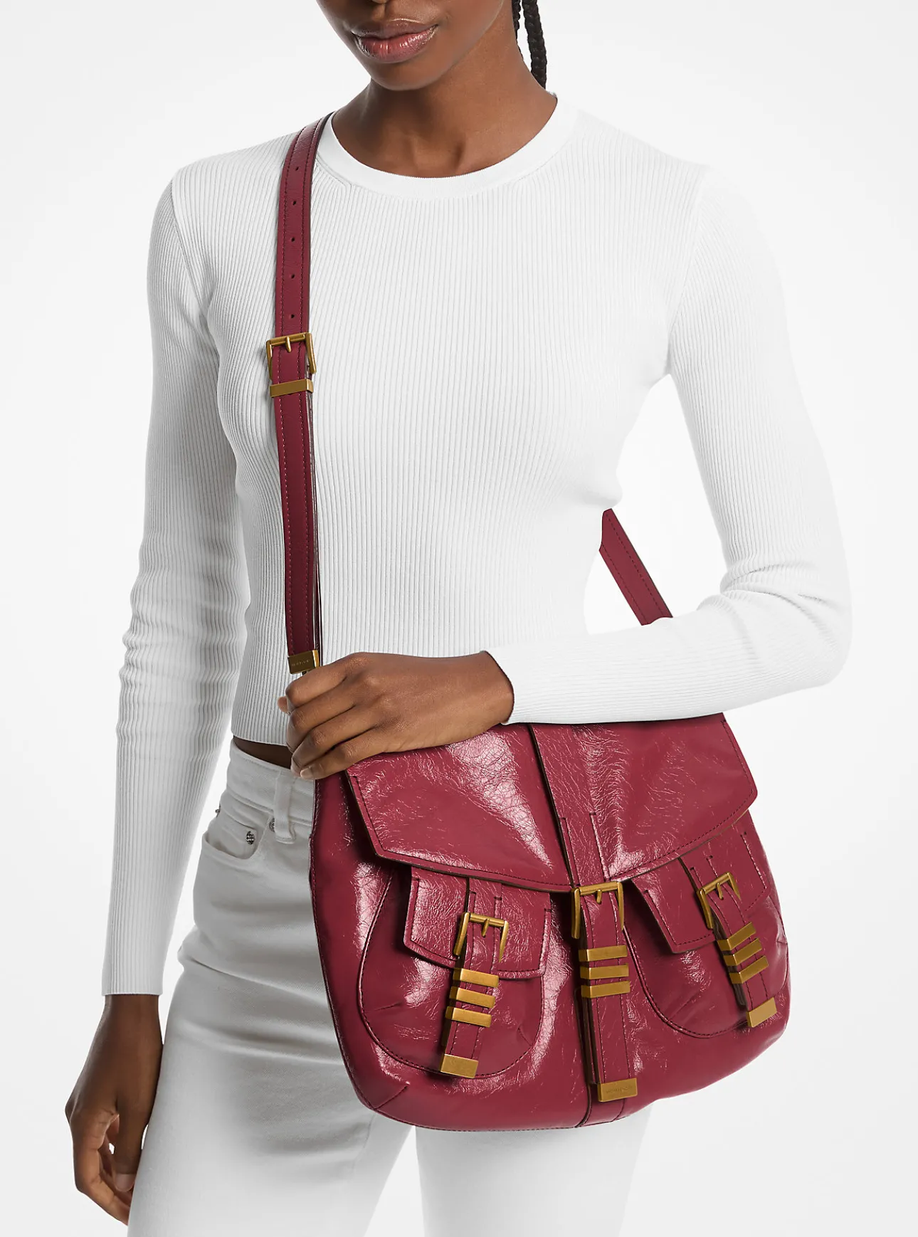 Darrington Large Crackled Leather Shoulder Bag