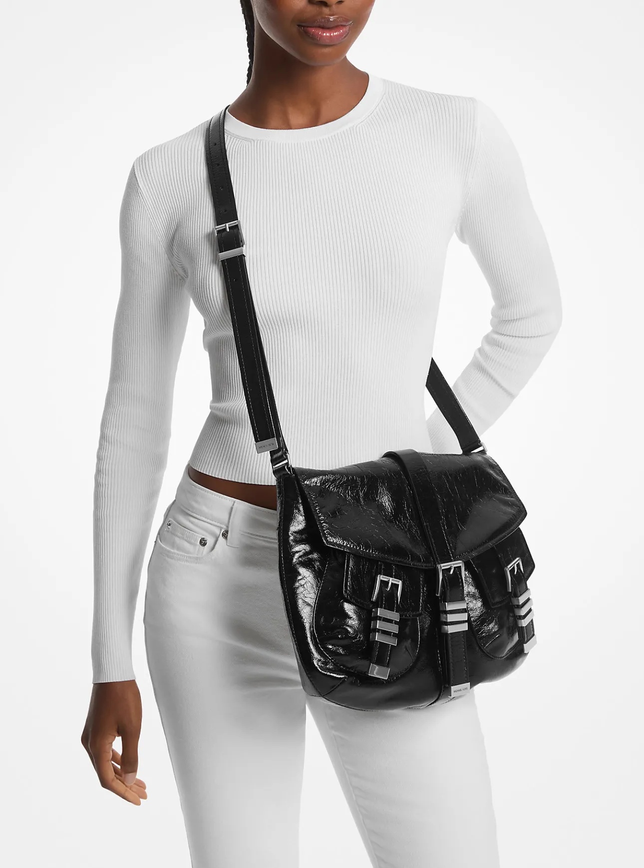 Darrington Large Crackled Leather Shoulder Bag