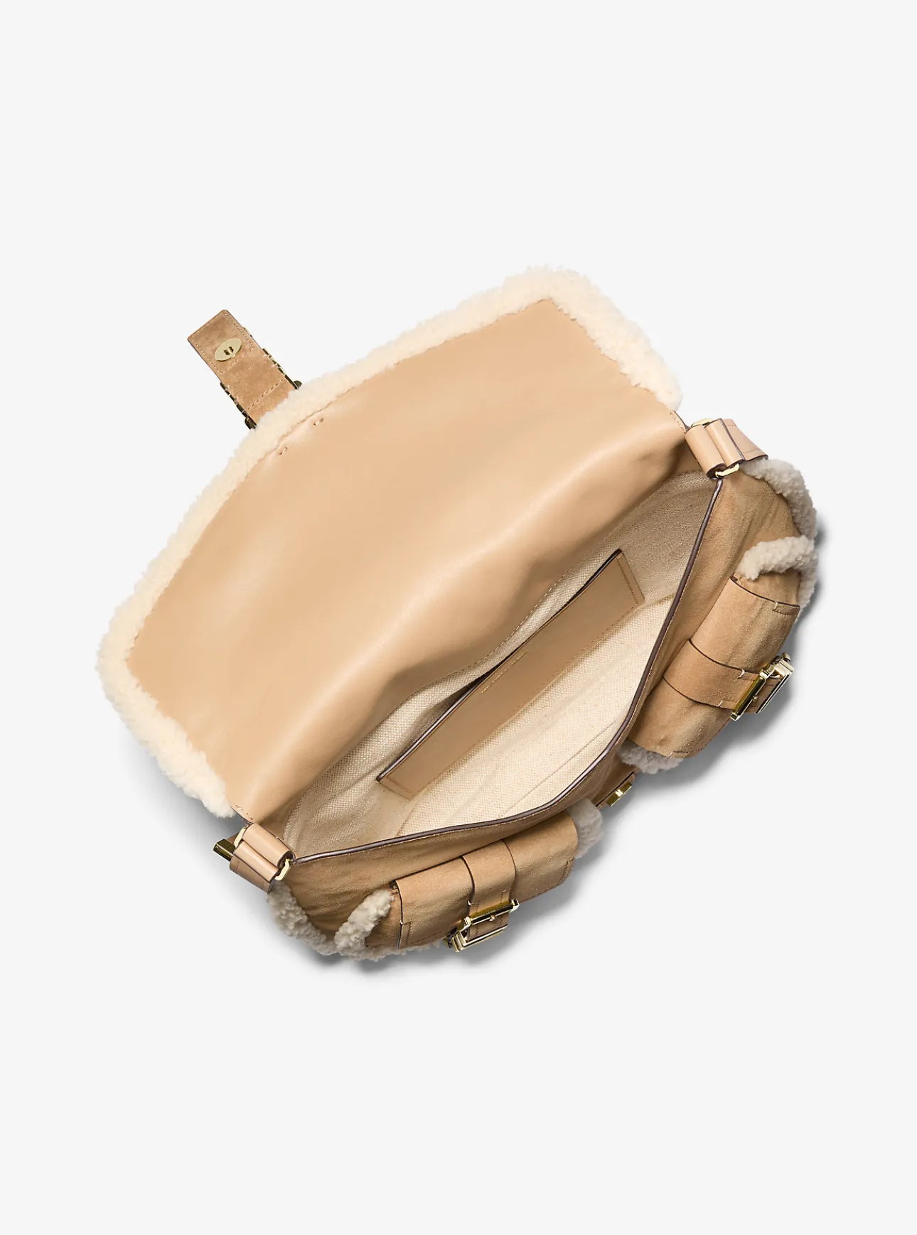 Darrington Large Suede and Shearling Messenger Bag