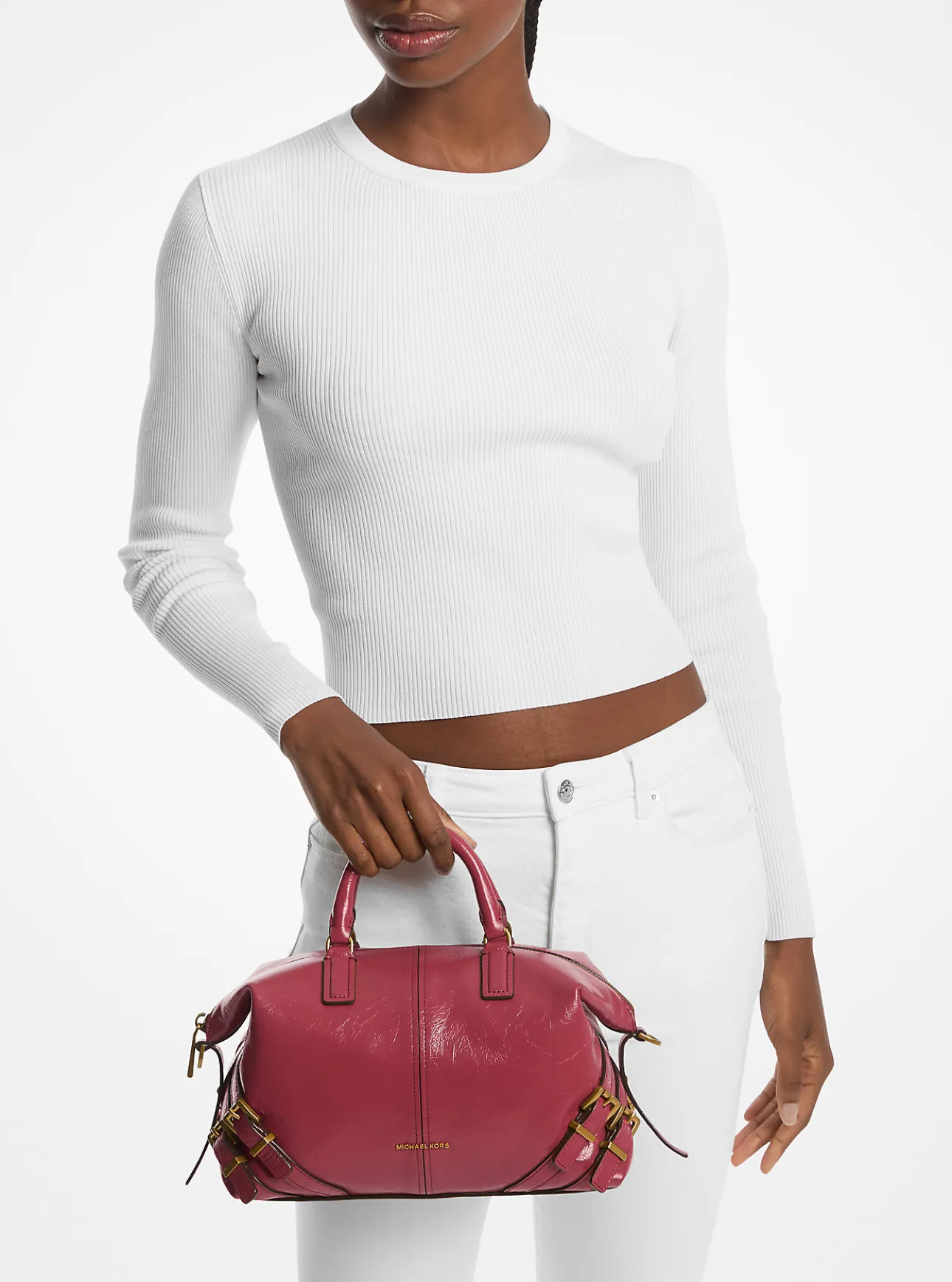 Darrington Small Crackled Leather Satchel