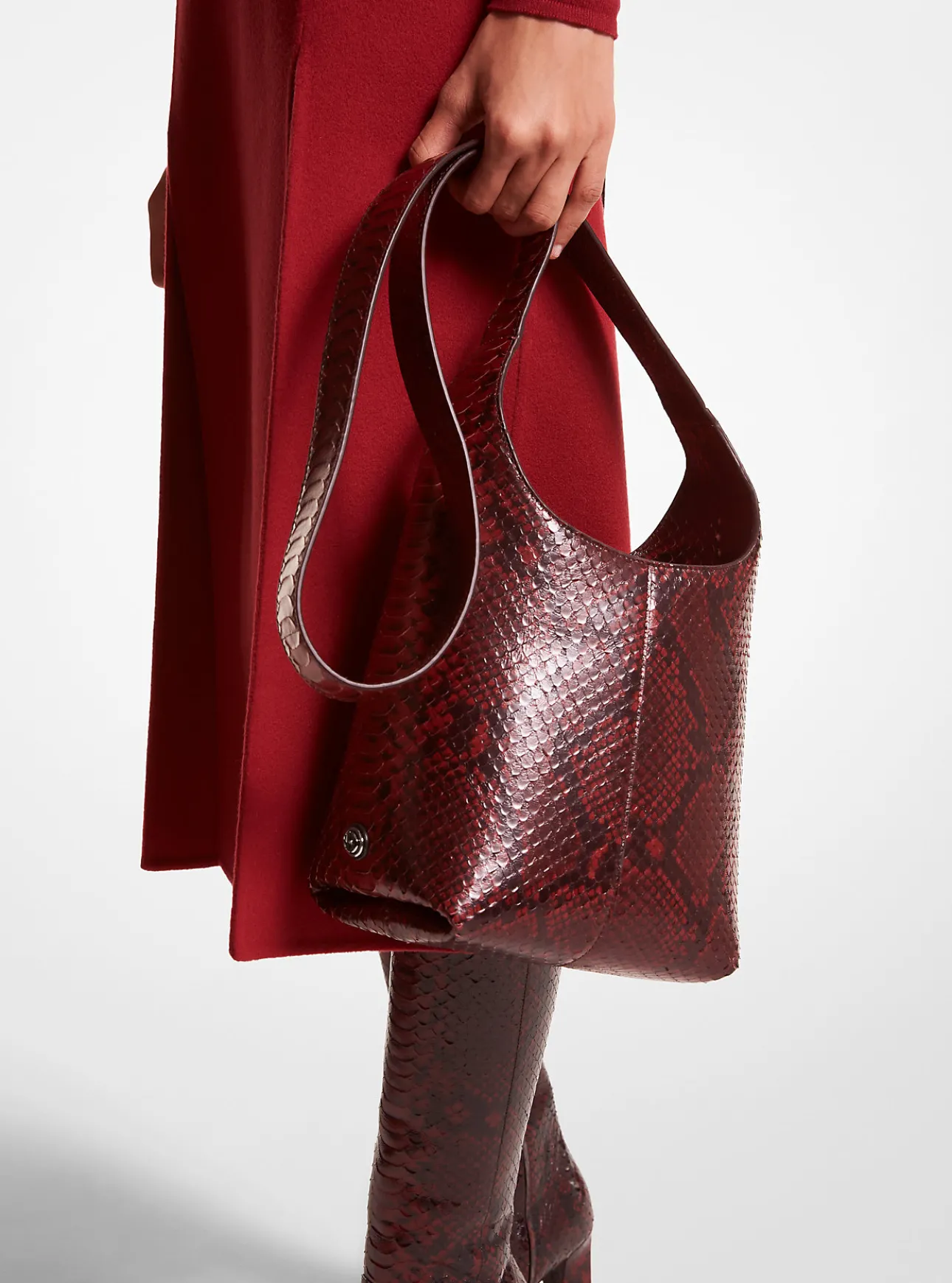 Dede Mini Python Embossed Leather Hobo Bag