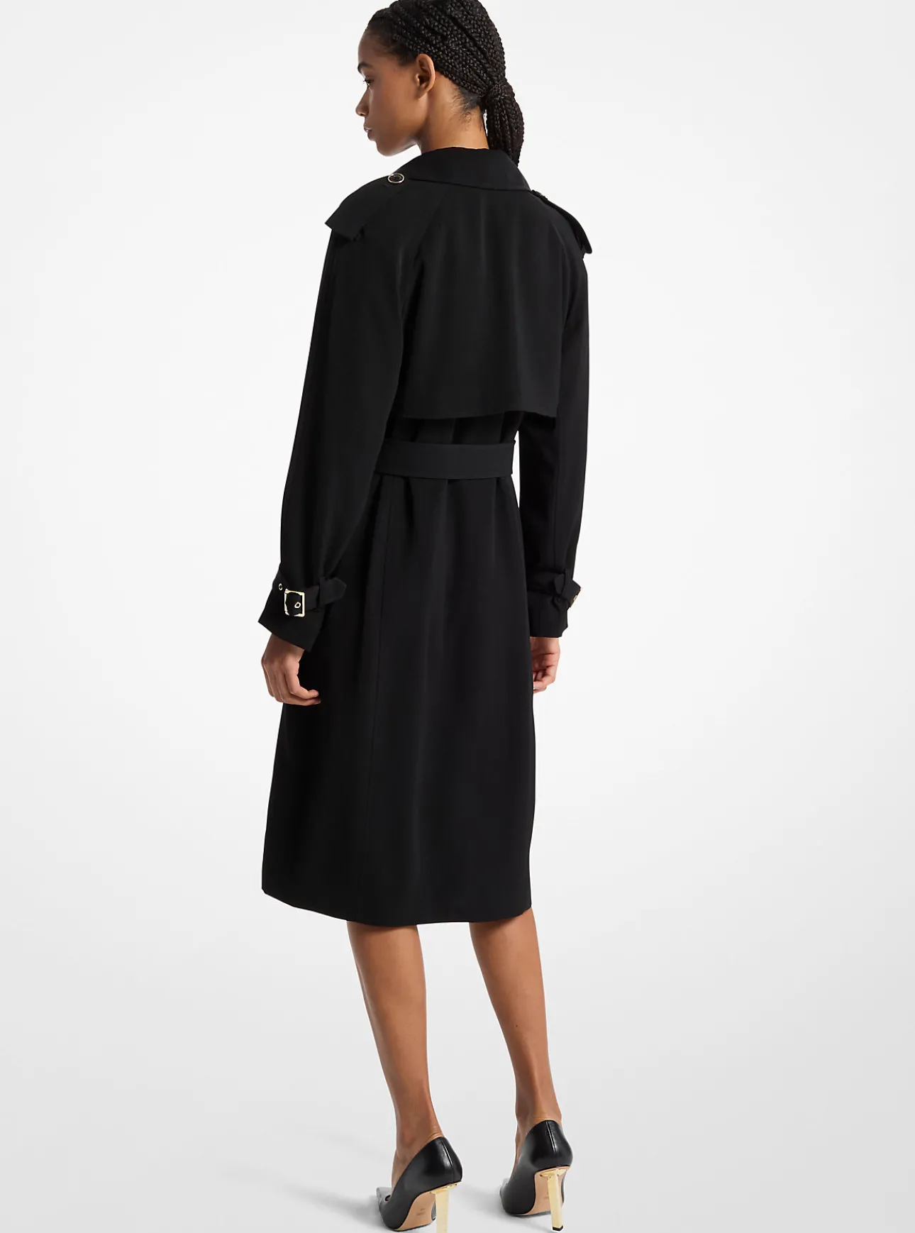 Draped Woven Trench Coat