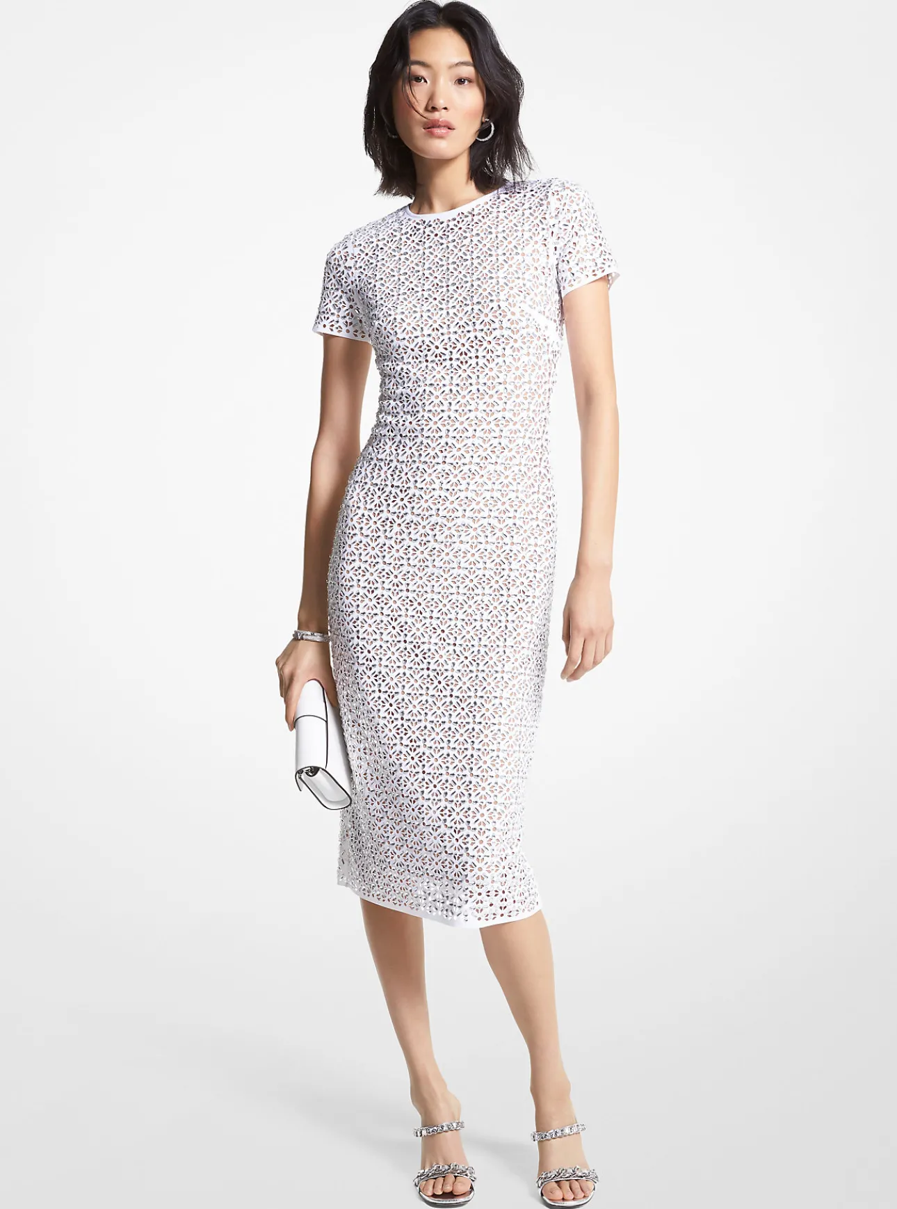 Embellished Laser Cut Scuba Dress