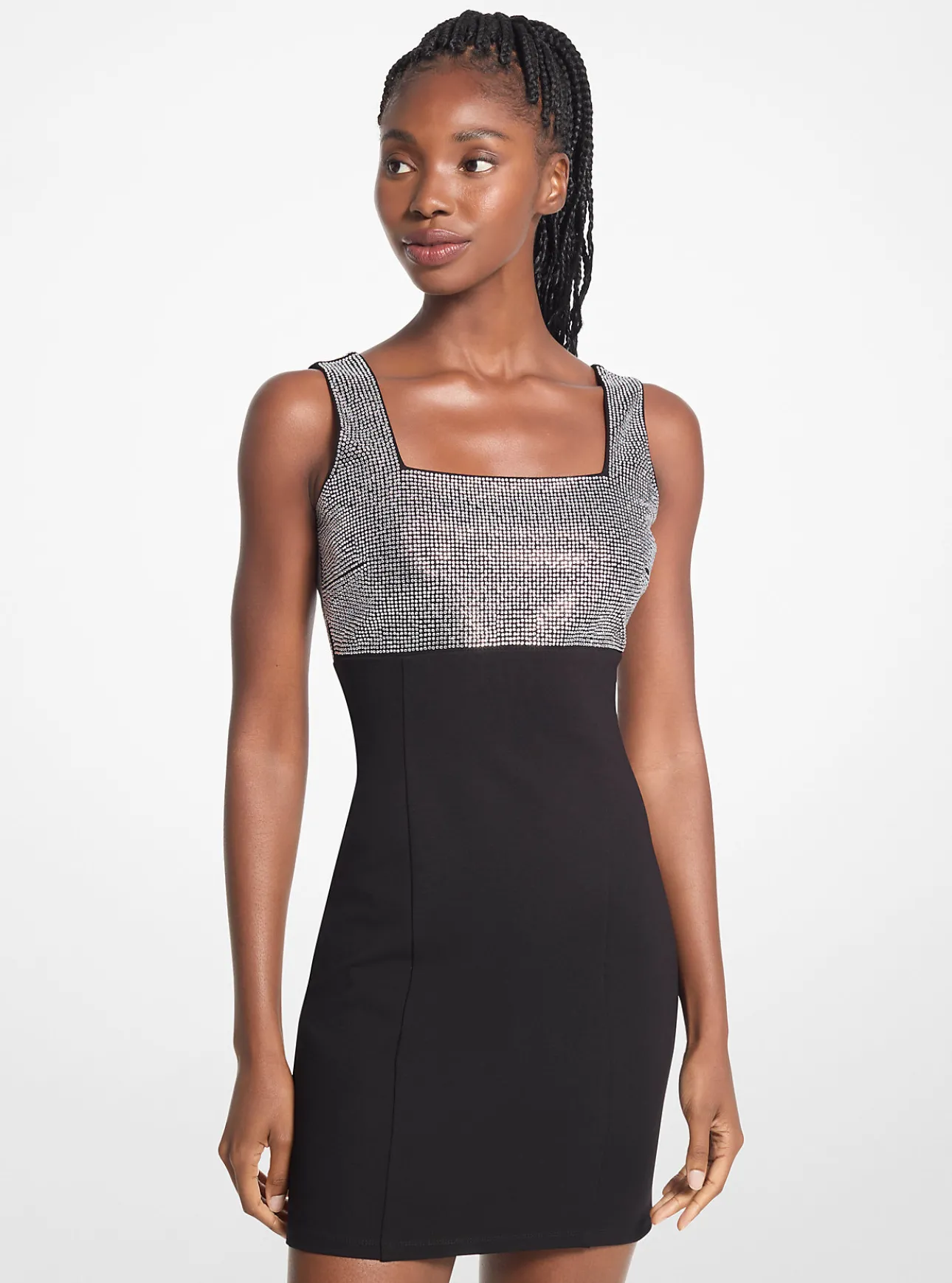 Embellished Stretch Viscose Mini Dress