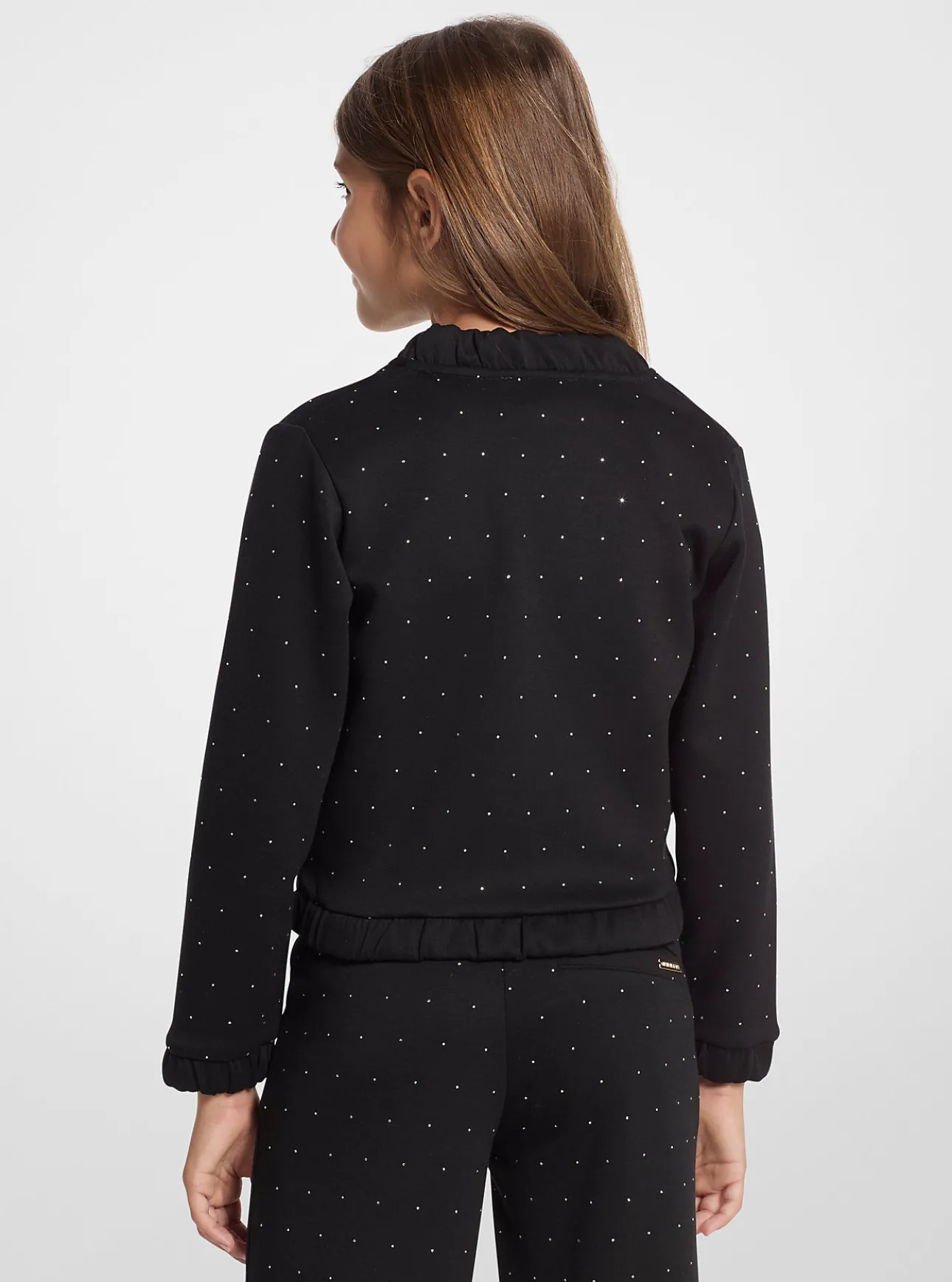 Embellished Stretch Knit Zip-Up Jacket